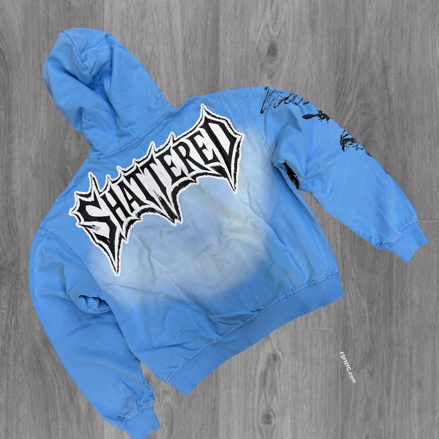 Shattered- Catching Zip Hoodie - Light Blue