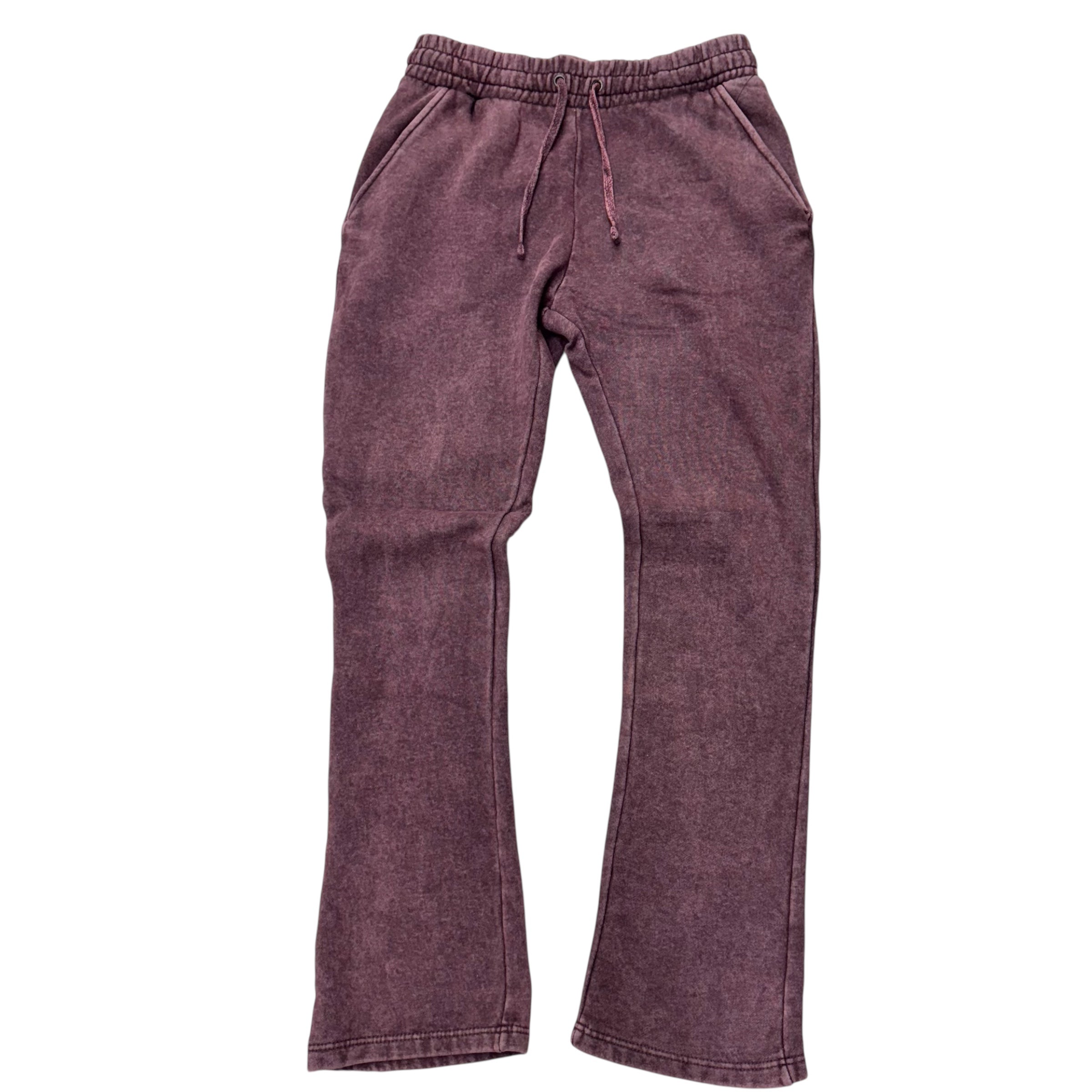 MS Stacked Acid Wash Sweat Pants Burgundy 24720