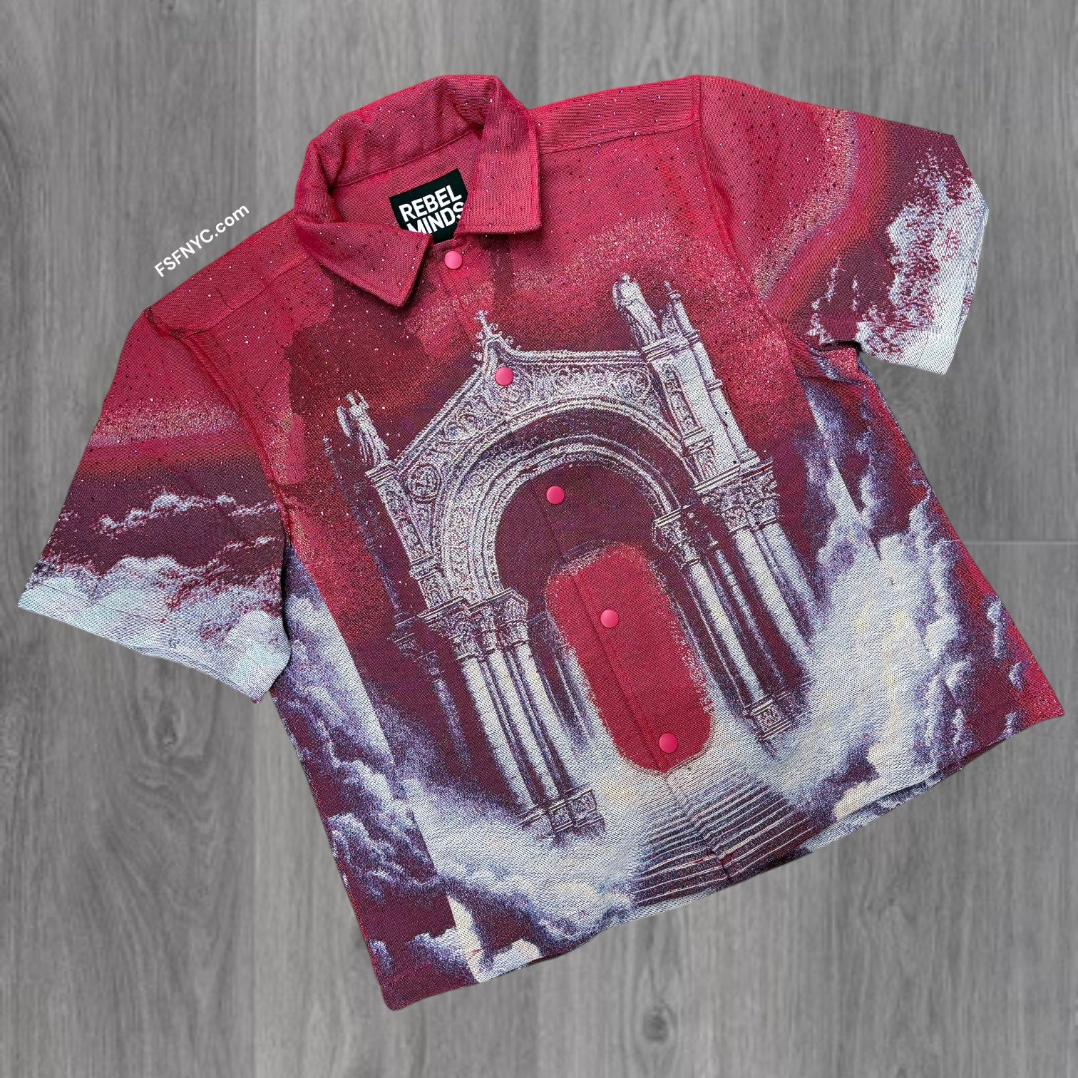 R- bottom down tapestry shirt - Pink - 705