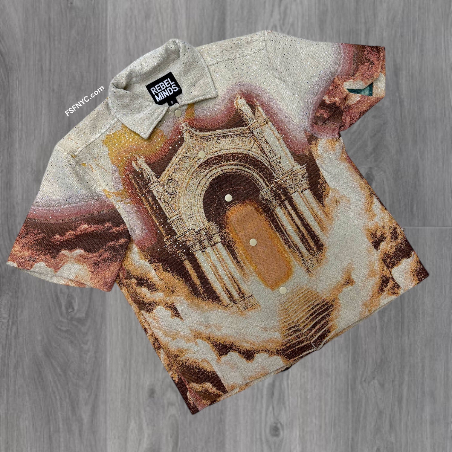 R- bottom down tapestry shirt - khaki - 705