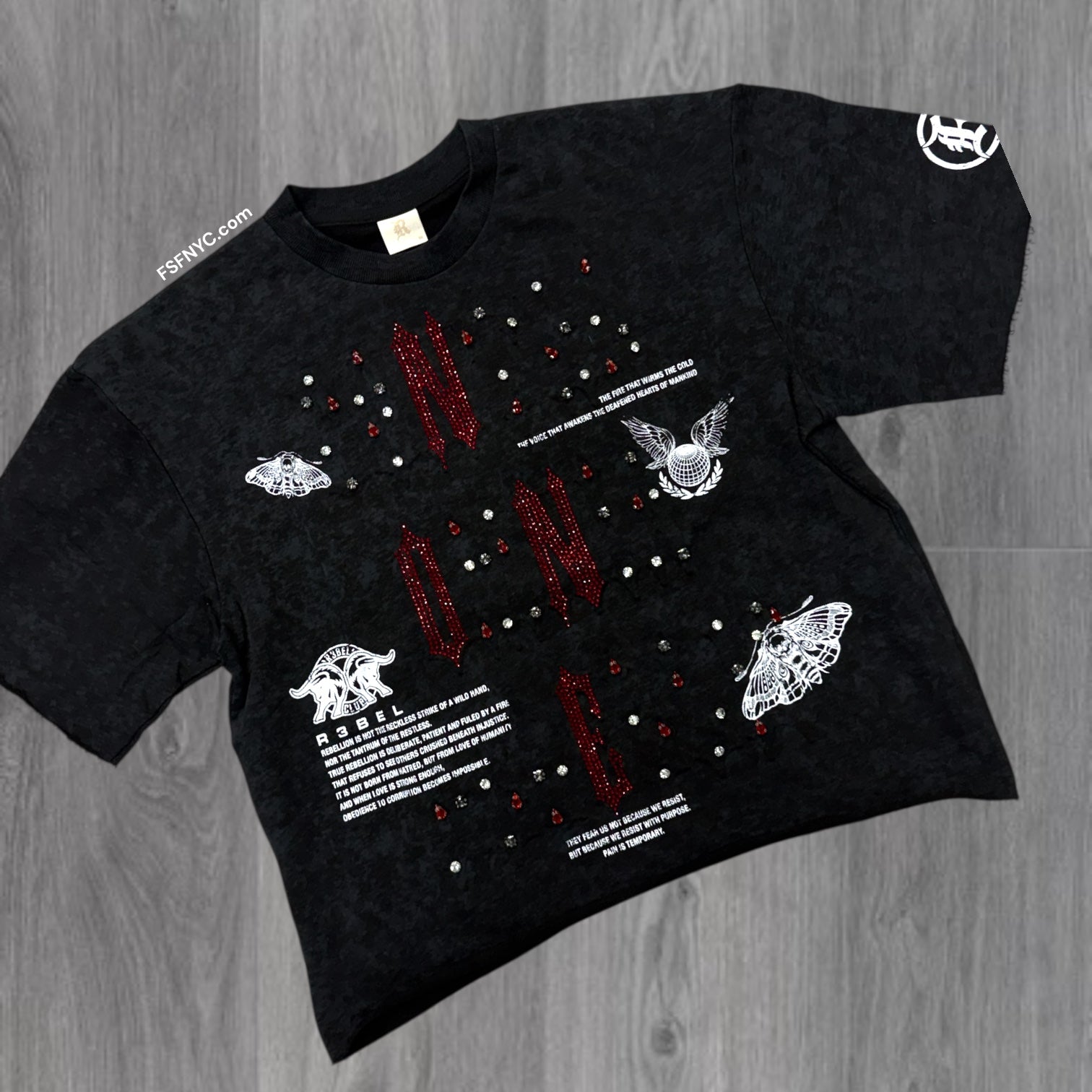 R - Multi universe Crystal T-shirt - Ash Black - 117