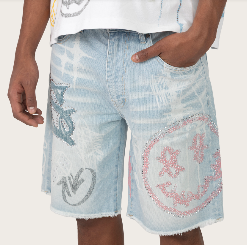Rise - Crash Denim Shorts - K.Blue - s425