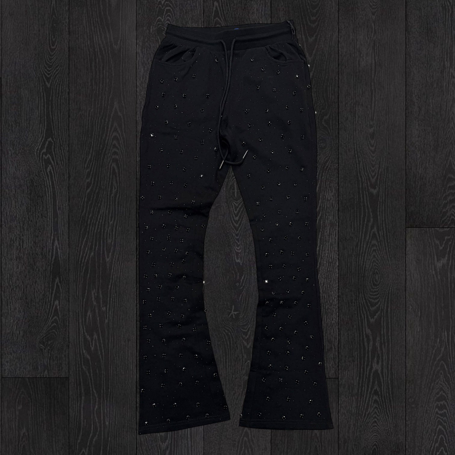 R3 - Stacked Crystal Sweat Pants - Jet Black - 456