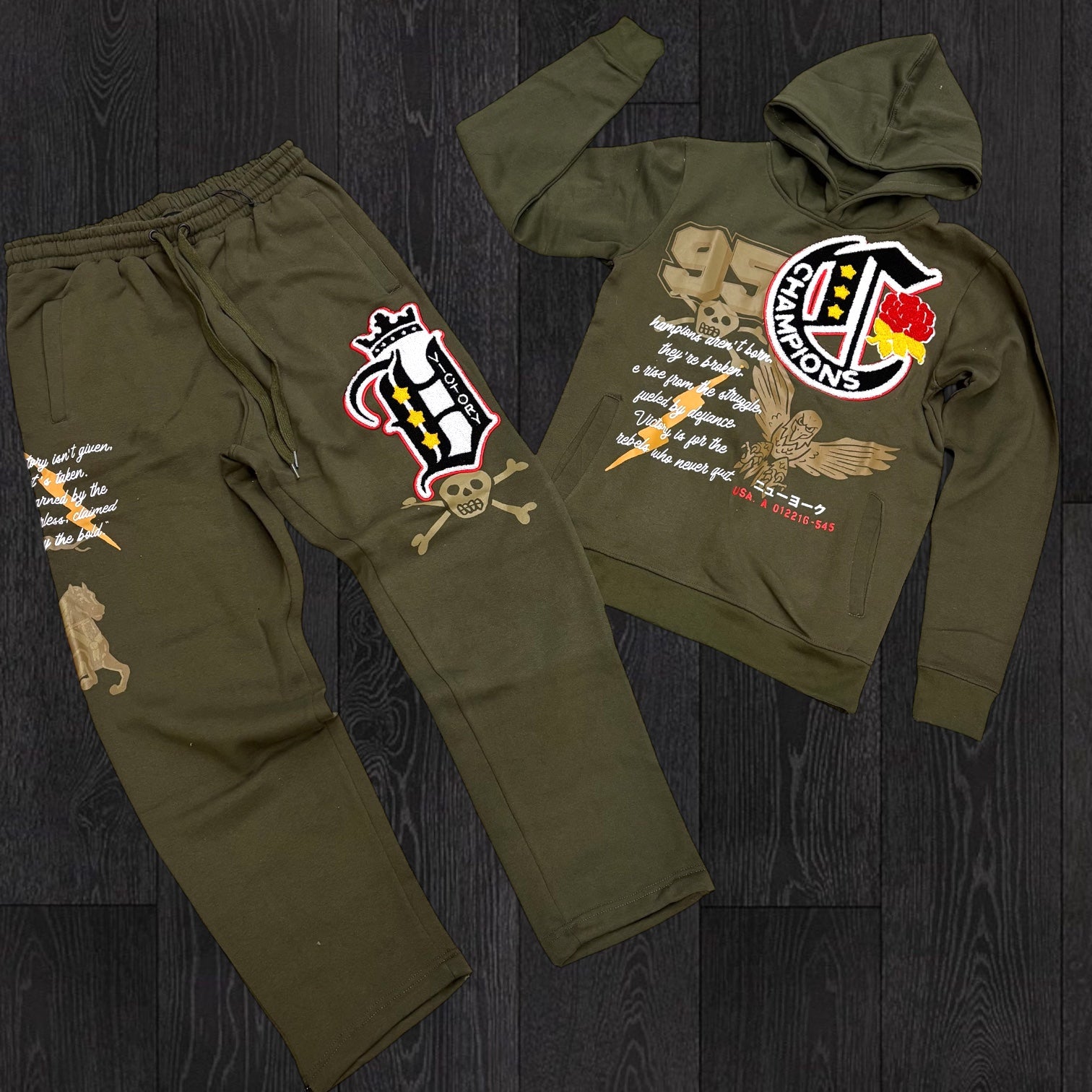 REASON - CHAMPION Chenille Sweatsuit - GREEN - 031 032