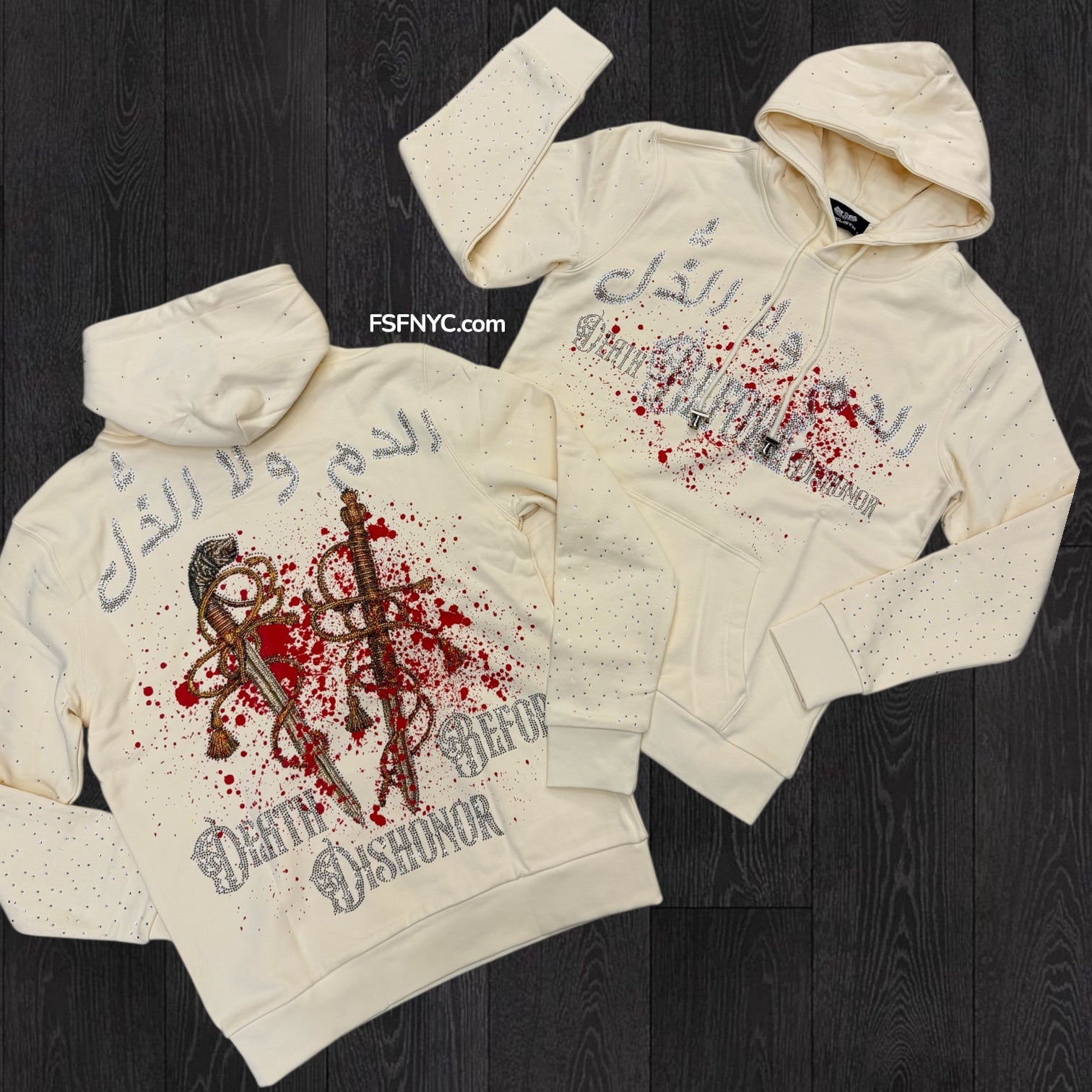 RST - Death Before Dishonor diamonds HOODIE - Beige -Rst410