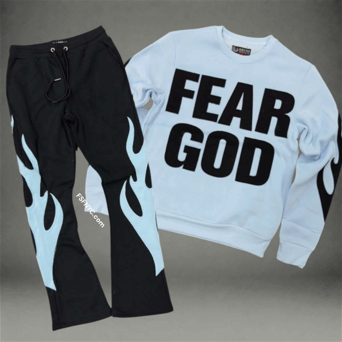 Pike - SET - Flare Faith Crew Sweatsuit - Black/L.Blue - 2617