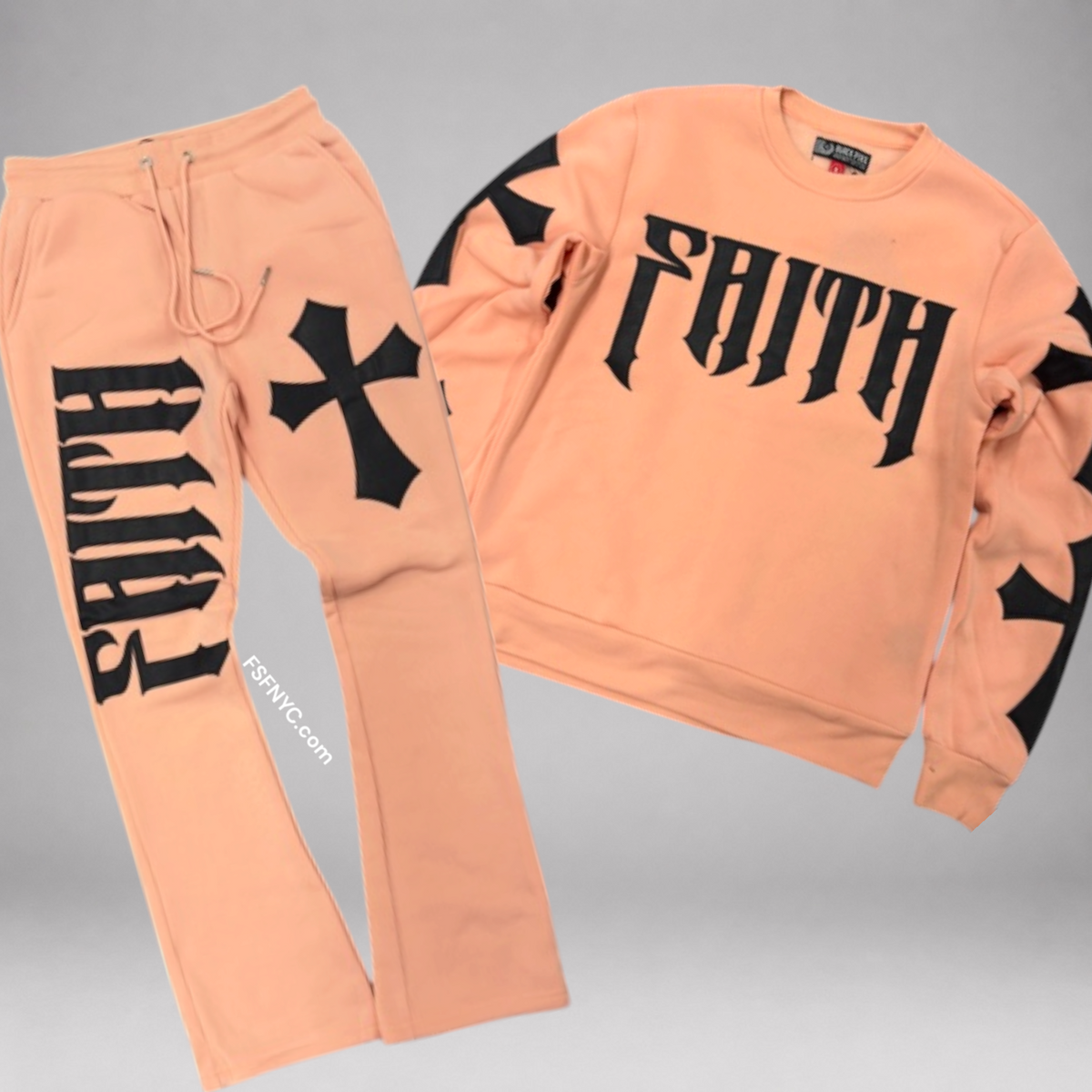 Pike - SET - Flare Faith Crew Sweatsuit - Pink “salmon” - 3616