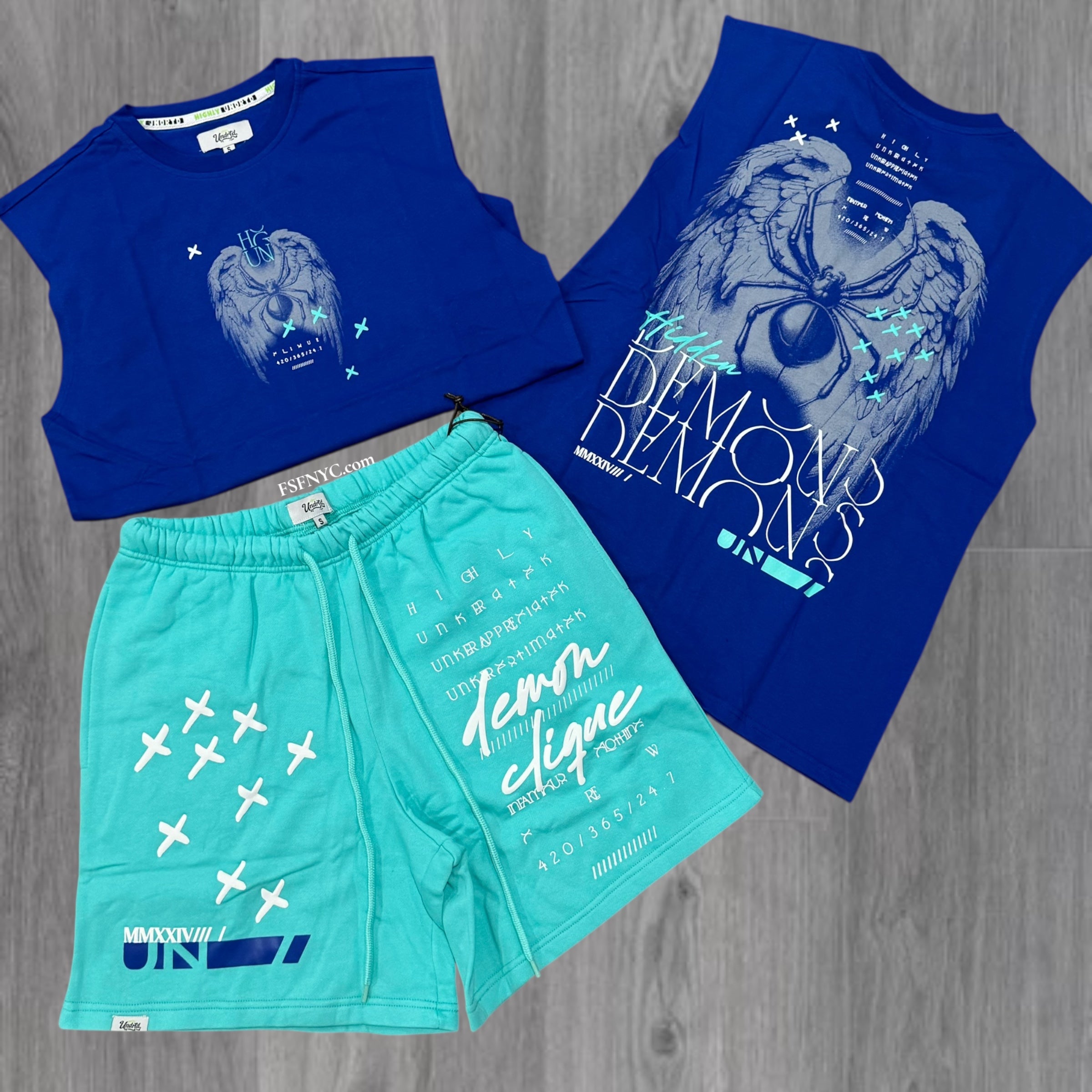 UR “Dem” Sleeveless Short Set Royal Mint 5214 5114 M