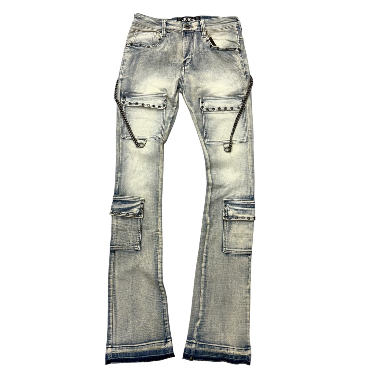 Vicious - STACKED STONE + CHAINS DENIM LT BLUE - VC663 Zi