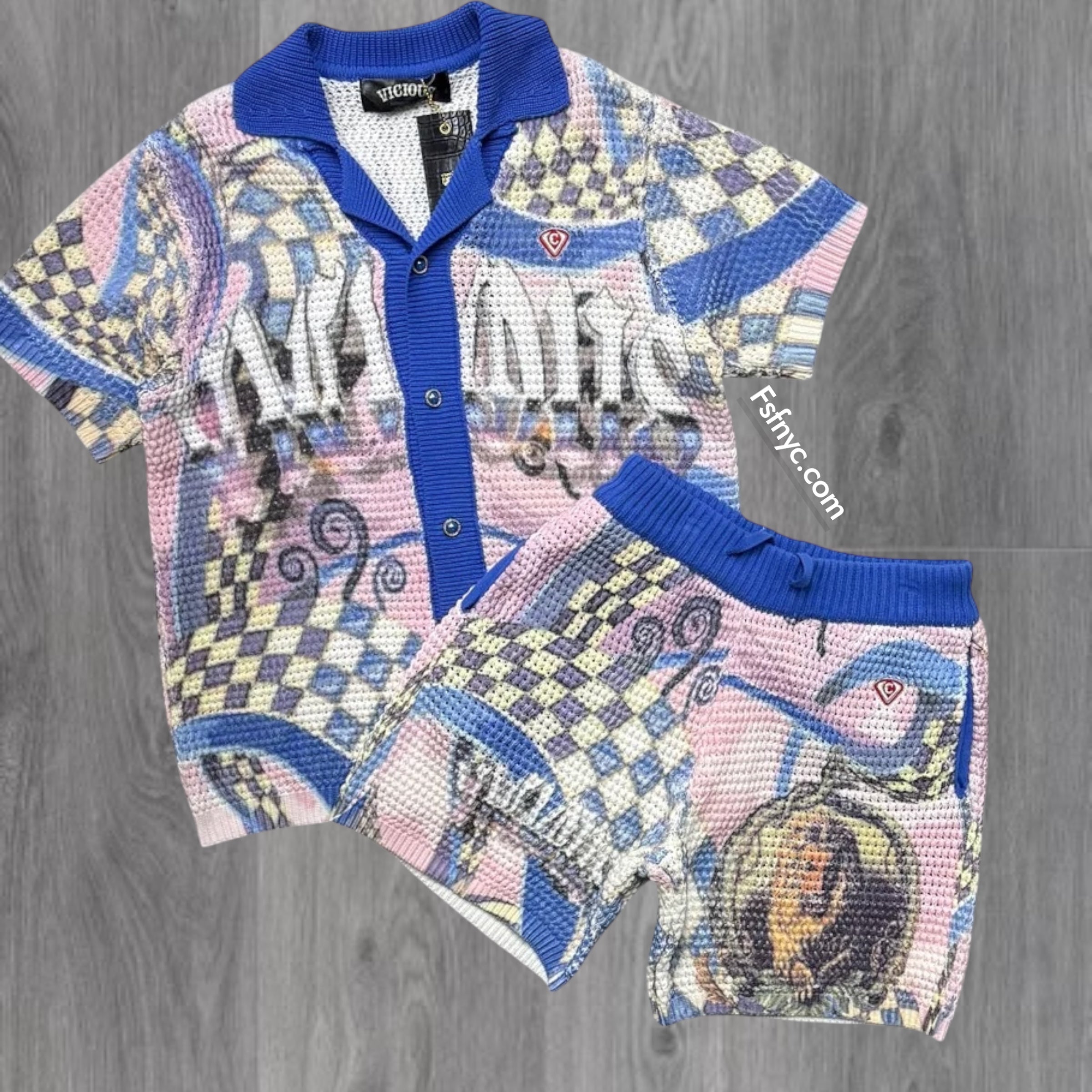 Vicious Lion knitted Short Se Blue-Pink “loose Fit" 788 789