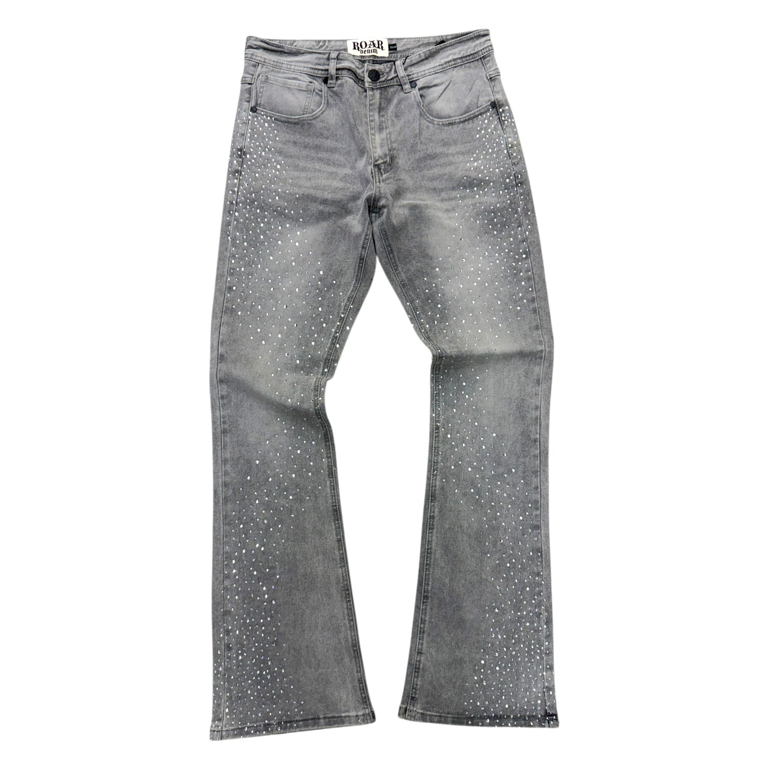Roar - Stacked Rhinestone Denim - Grey - 669 zi