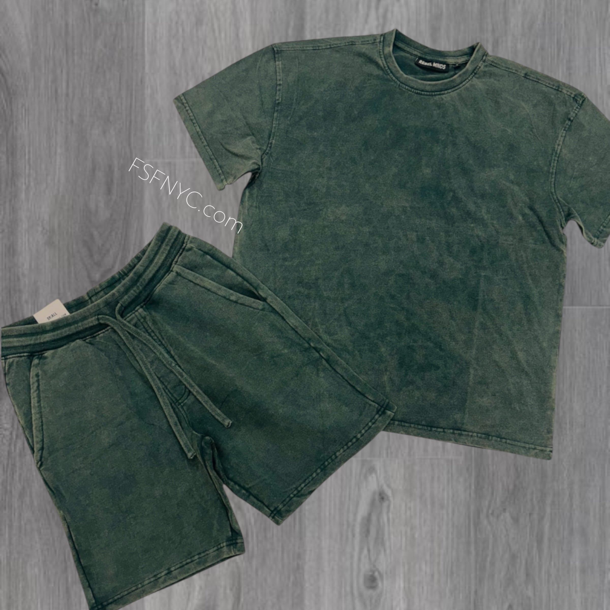 RS Acid Wash Short Set Dark olive 101 901