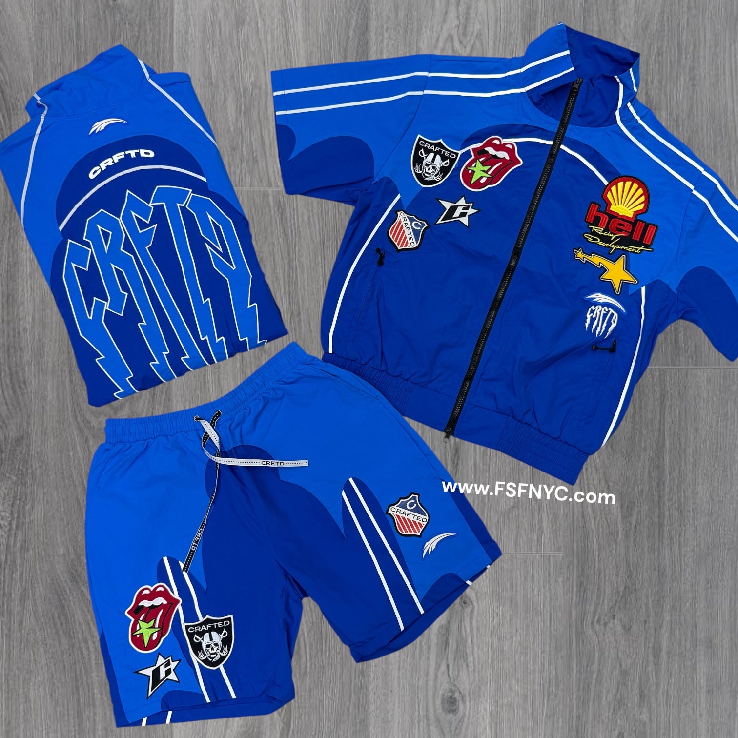 Crafted - Patch Work Windbreaker Short Set - Royal - 589 590