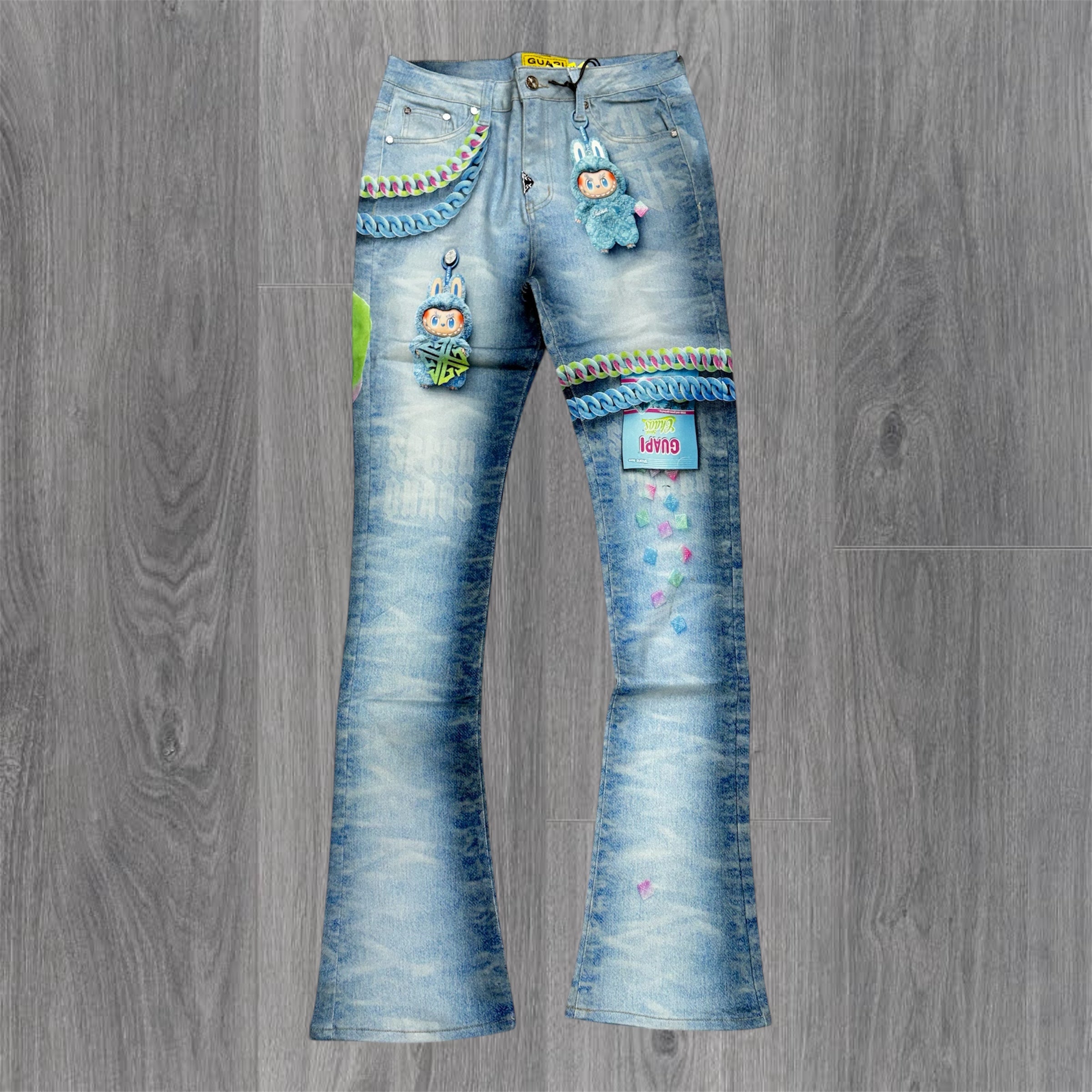 GUAPI - Candy Riot Stacked Denim - Aqua Blue