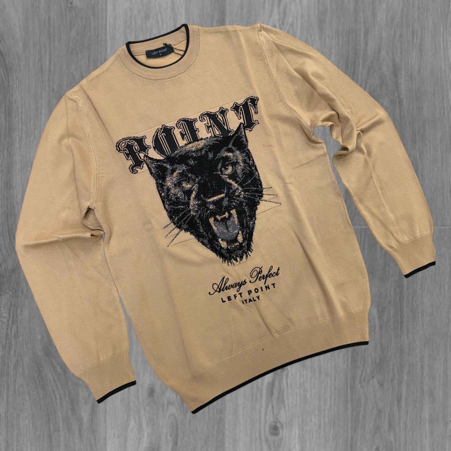 LP - lightweight Rhinestone Sweater - Beige - 1383