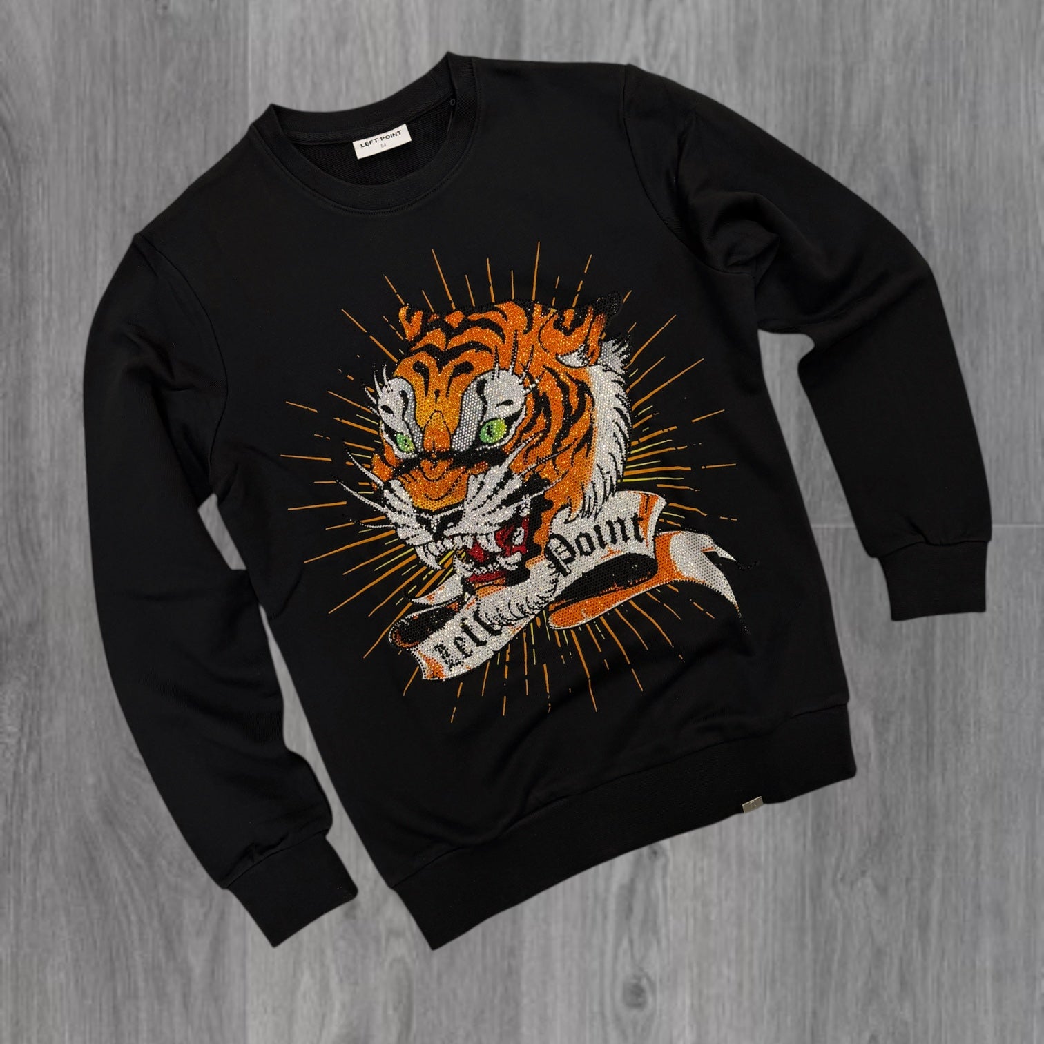 LP - Sweatshirt Tiger Rhinestone Black - W24 1168