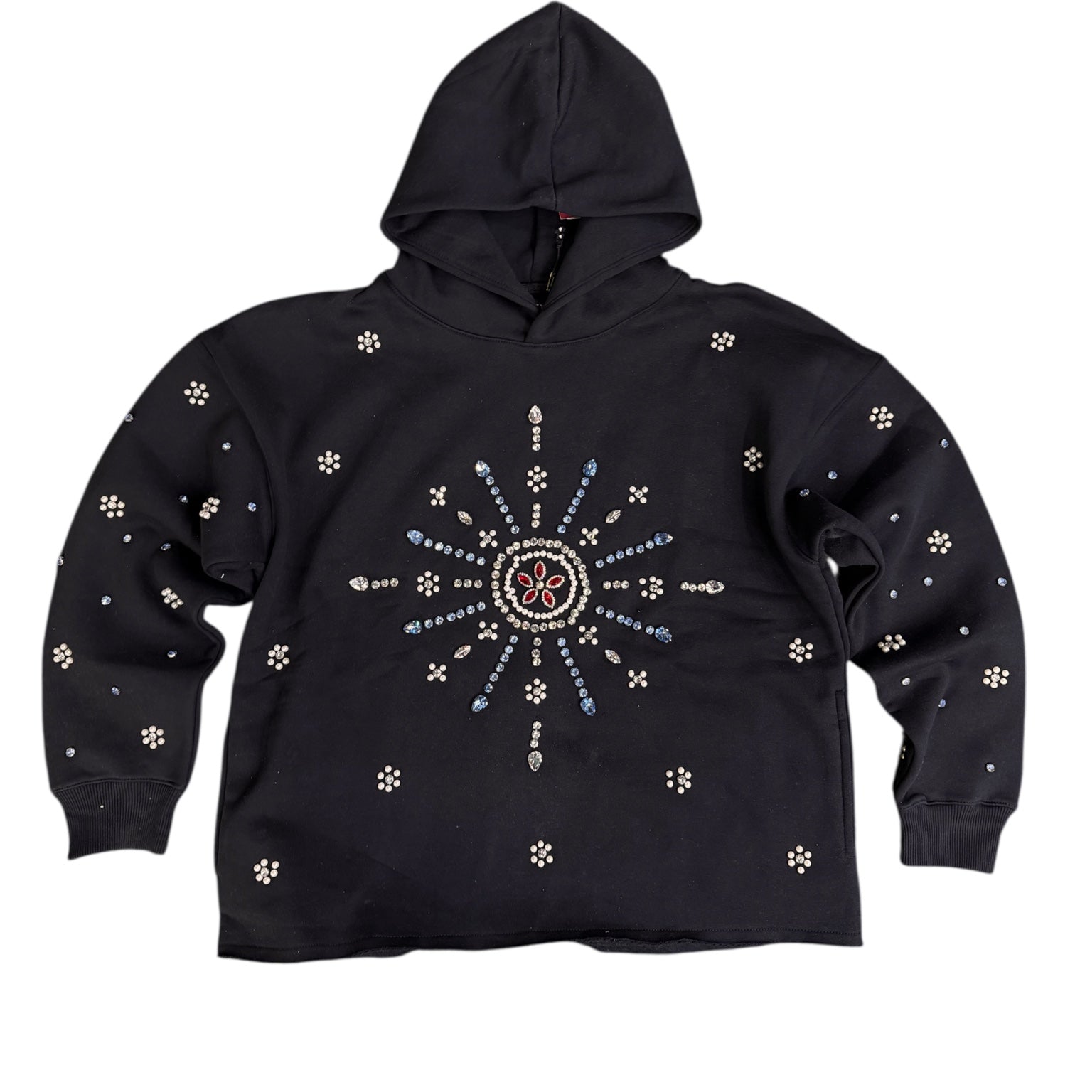 FO - Crystal Cut off Hoodie - Black - 80772