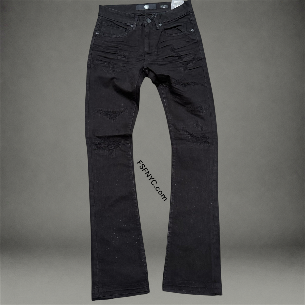 JC - Stacked Ripped Denim - Jet Black - JTF996
