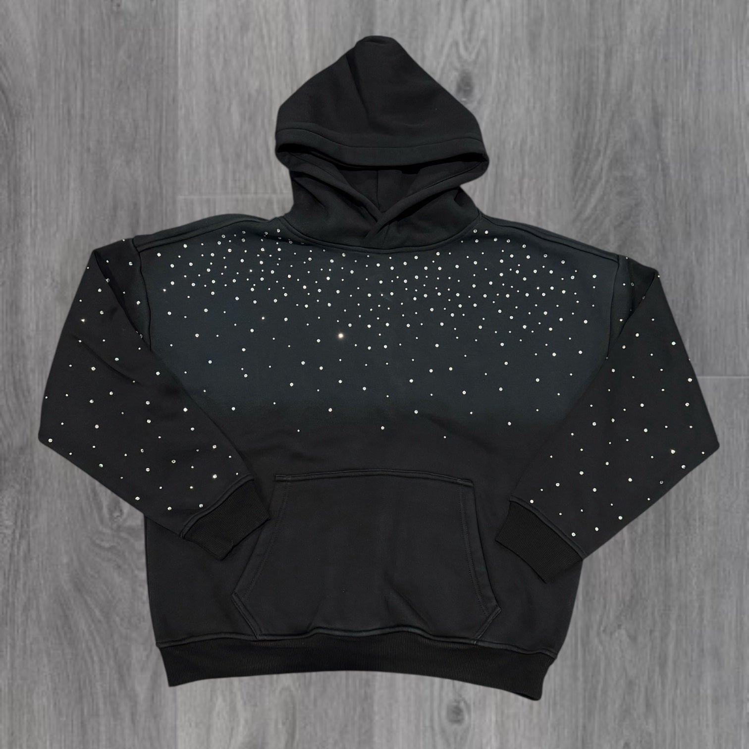 Rebel - Rhinestone Pullover Hoodie - Black - 386 486