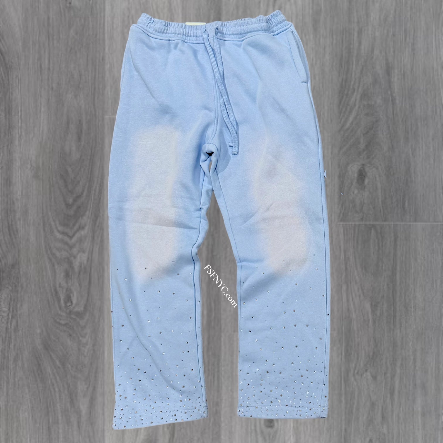 Rebel - Rhinestone Faded Sweat Pants - L. Blue - 486