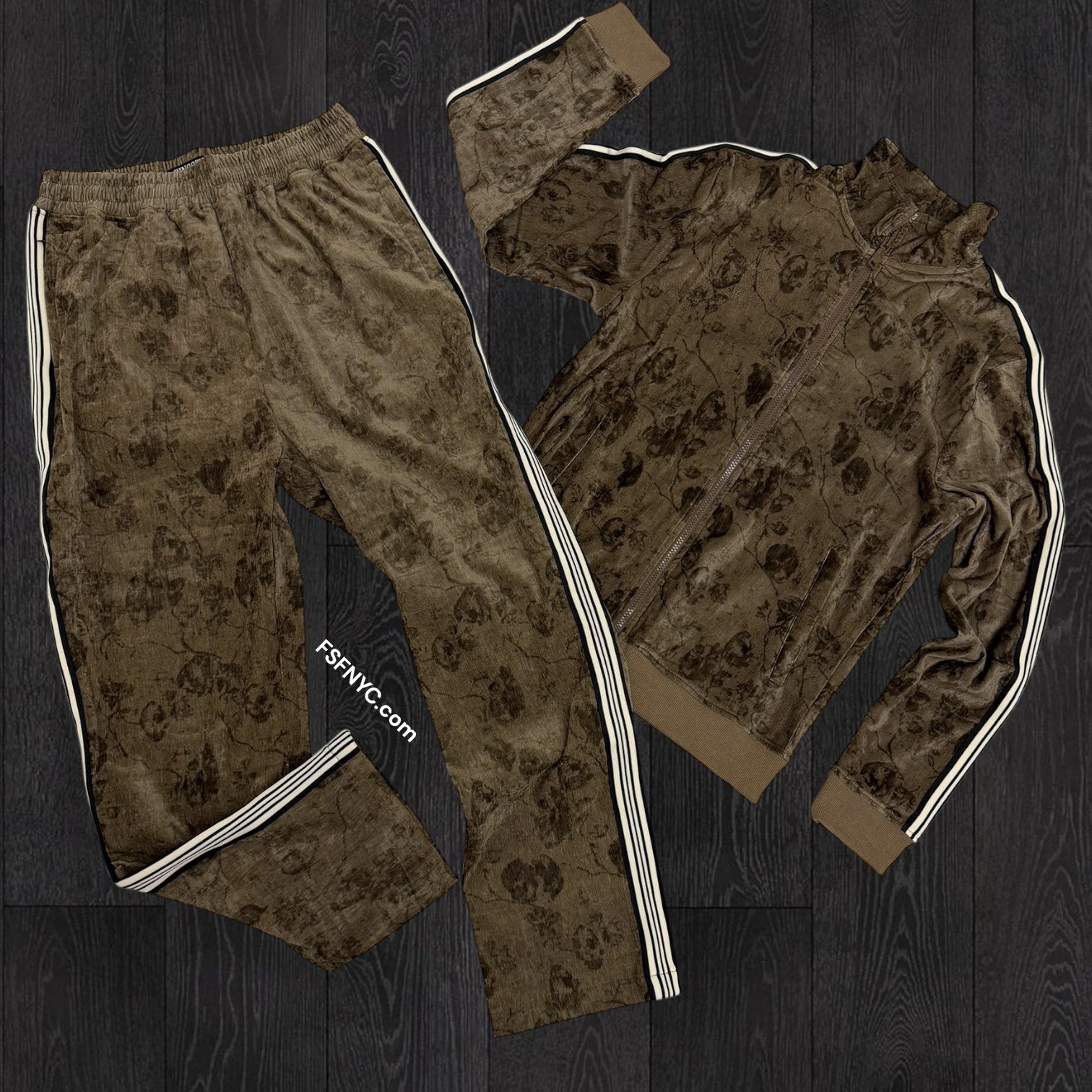 Rebel - Velour Track Set - Taup Brown - 415 515