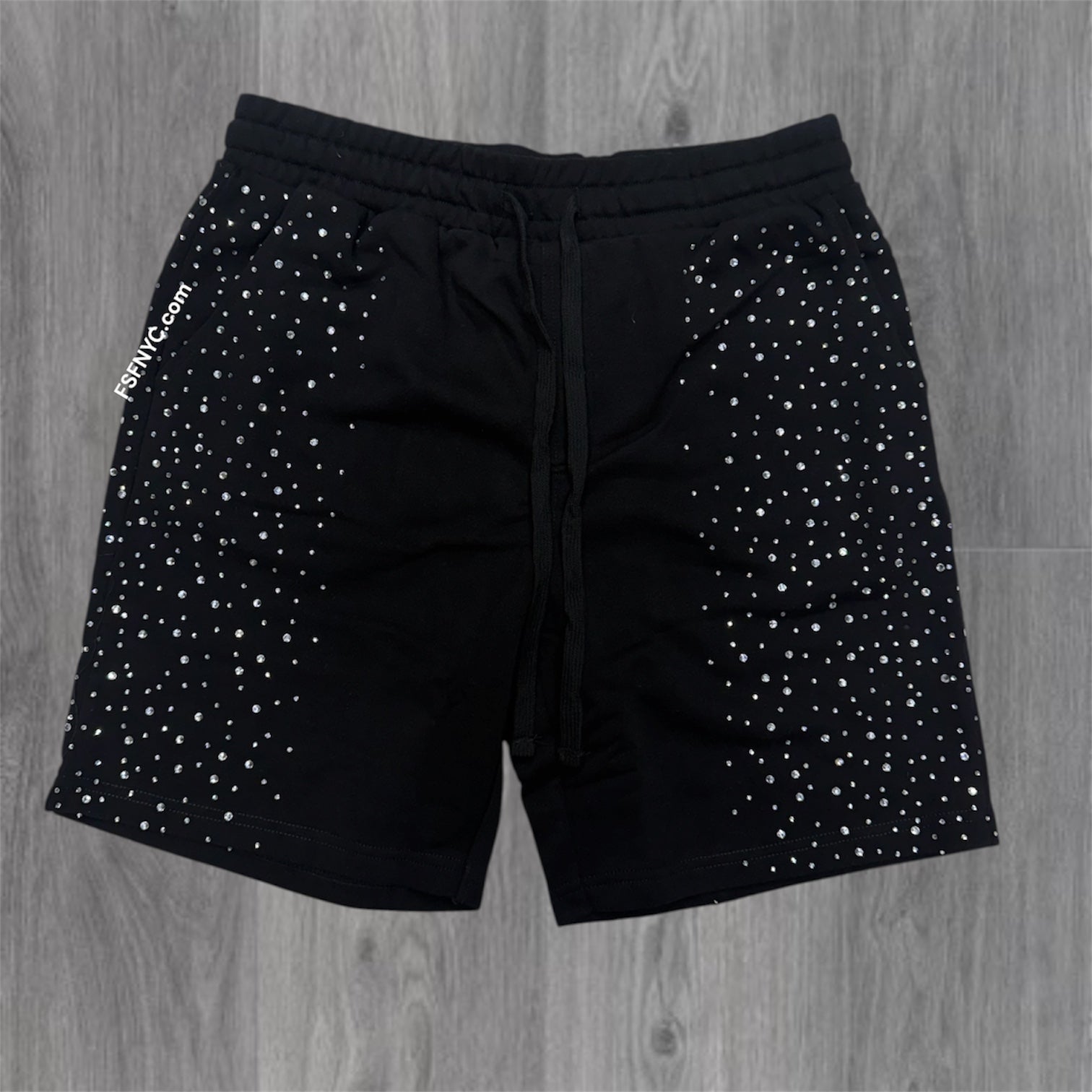 Rebel - Rhinestone Sweat shorts - Black - 11965
