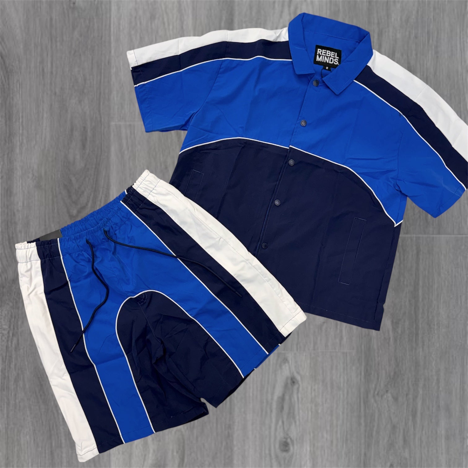 R - Nylon Color Block Short Set - Royal - 731931