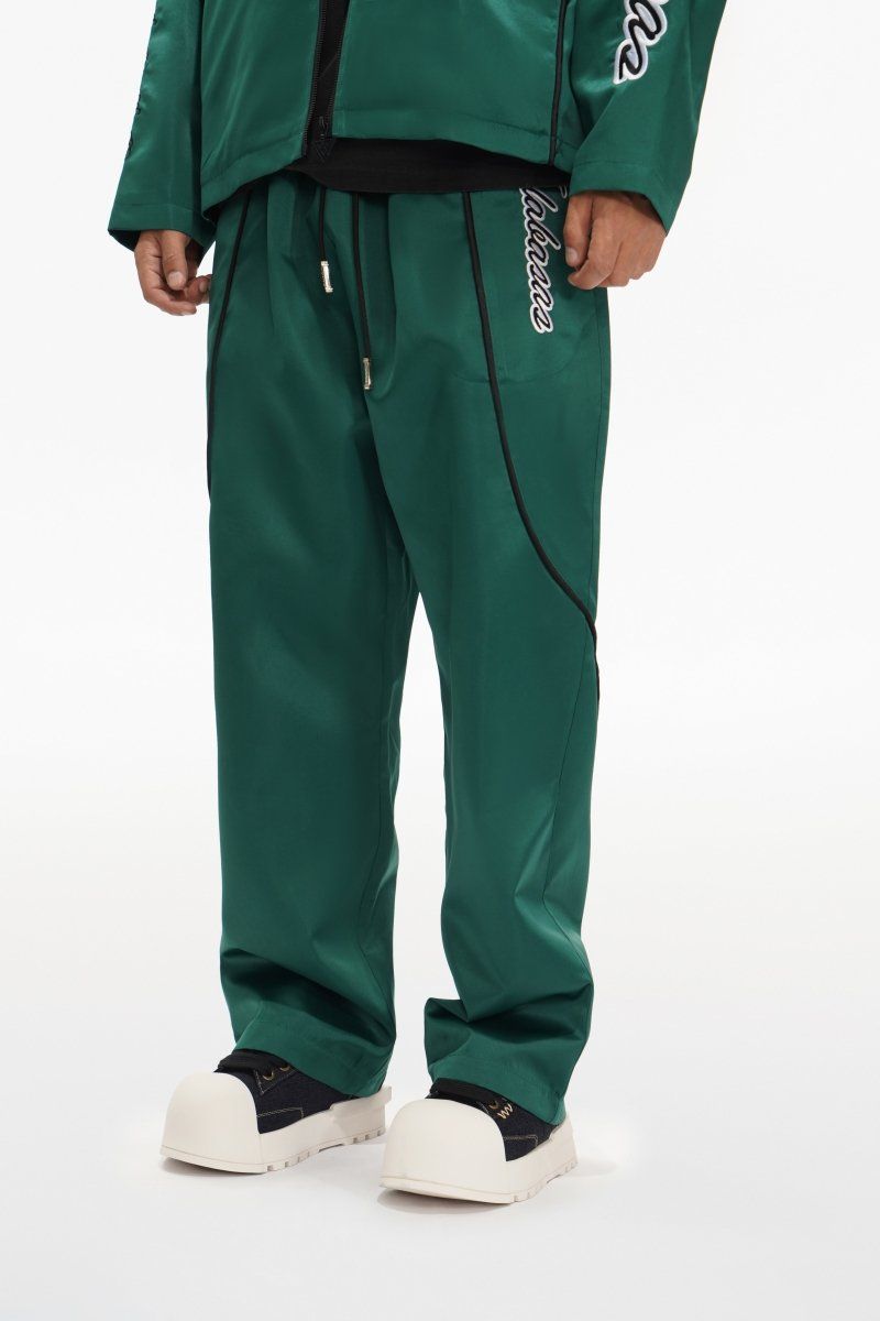Valabasas - Flare Satin Track pants - Green - Oversized