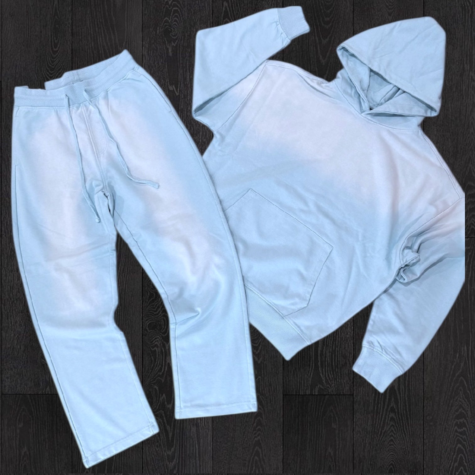 OverSized Fade Sweat Suit - Light Sky Blue - 885