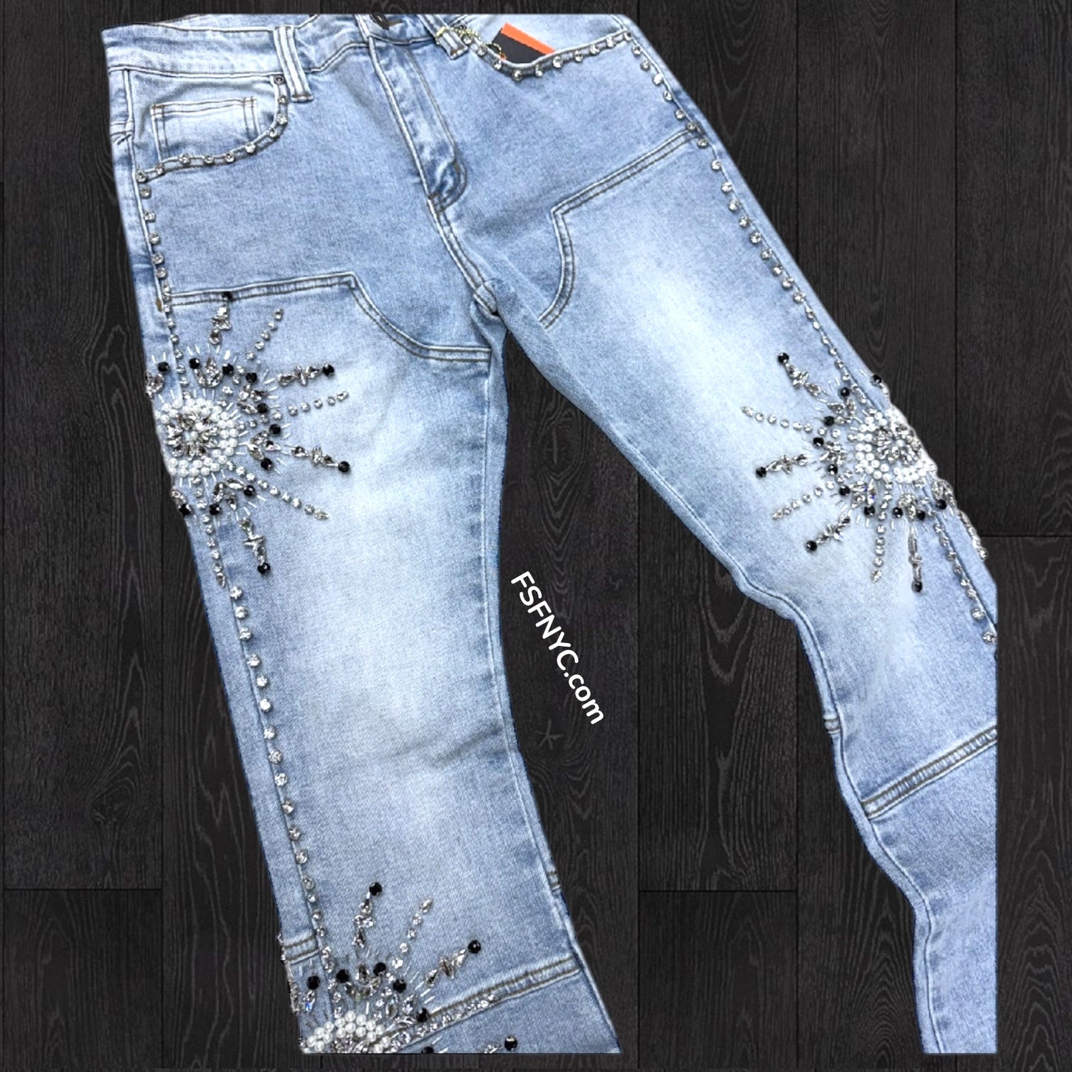 Vicious- Stacked Carpenter Crystal Denim - Light BLUE - VC1015 zi