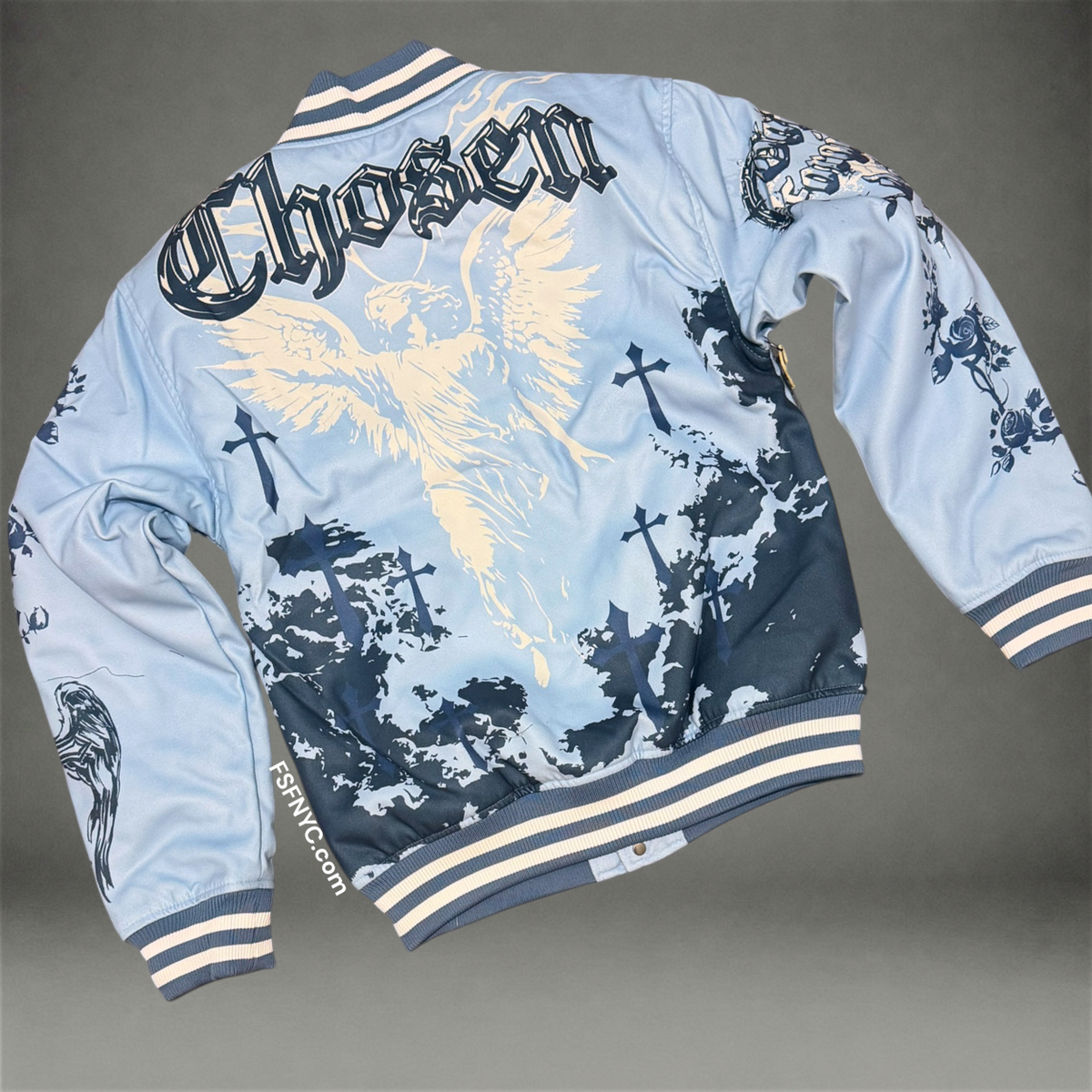 The Chosen Suede “Varsity” Jacket - Lt blue 216