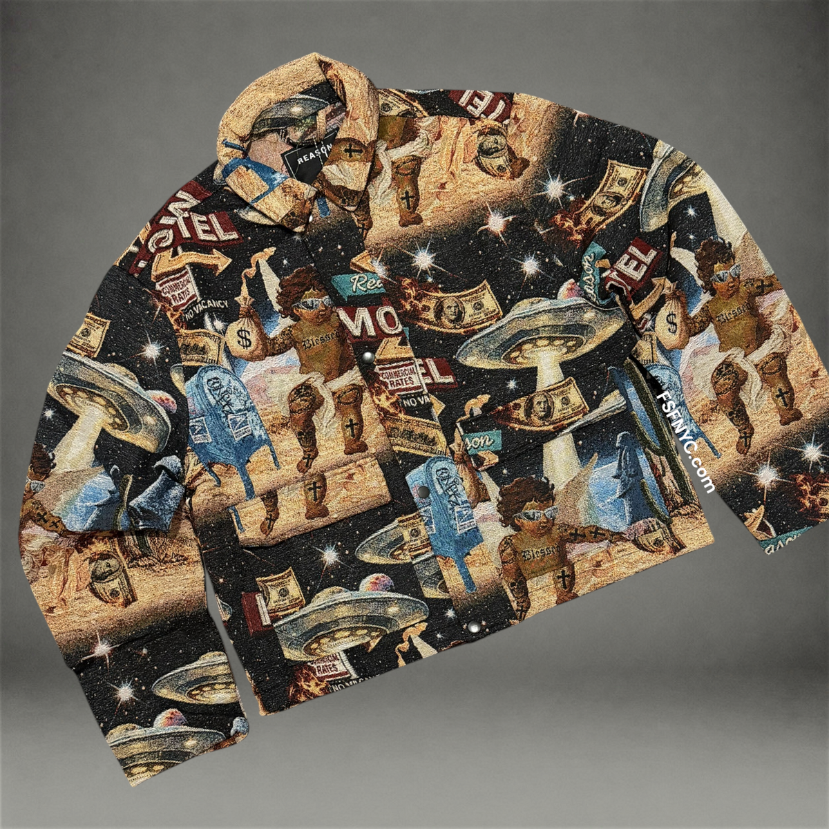 Money Rule Lightweight Tapestry Jacket - Black 607