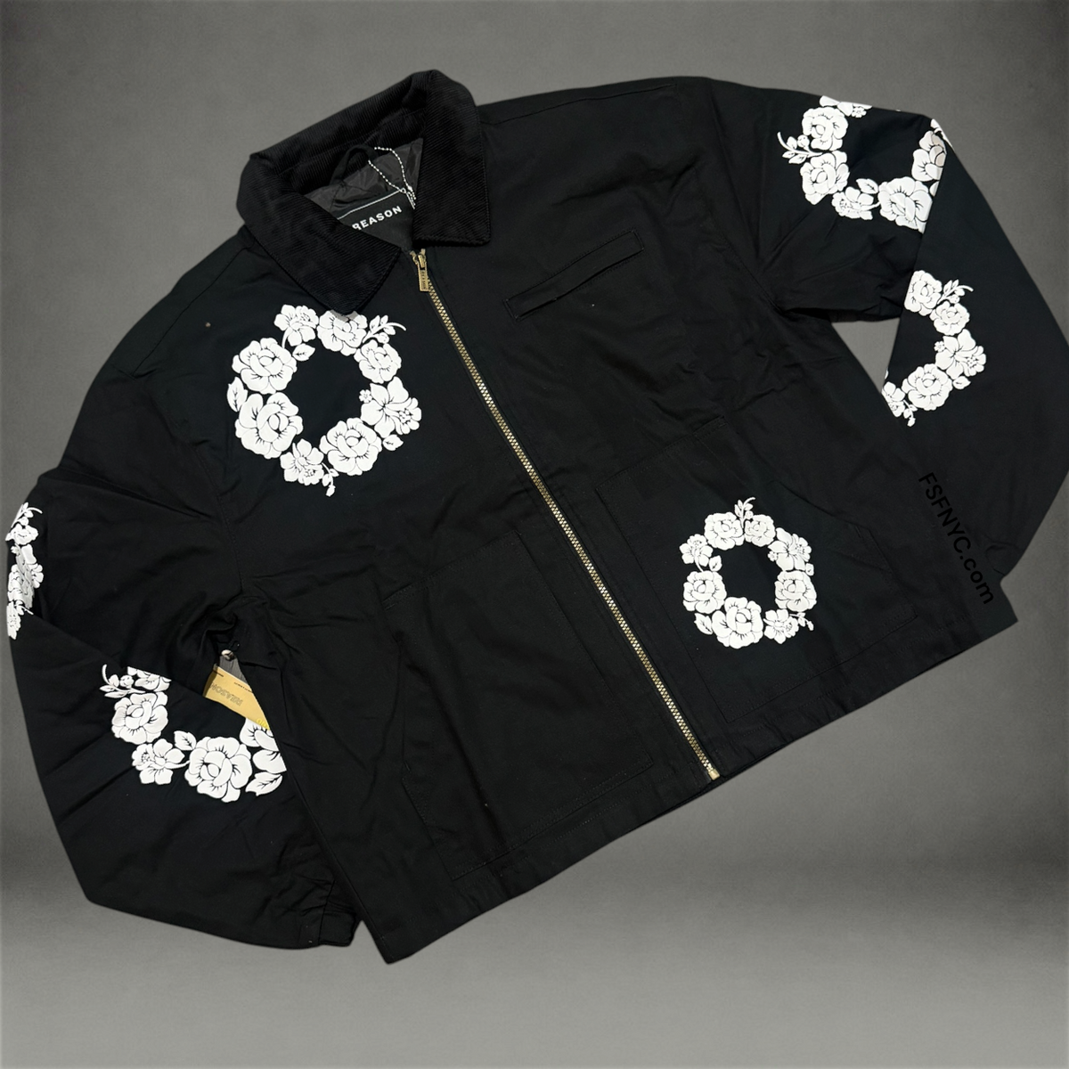 Floral lightweight Canvas Jacket - Black 707