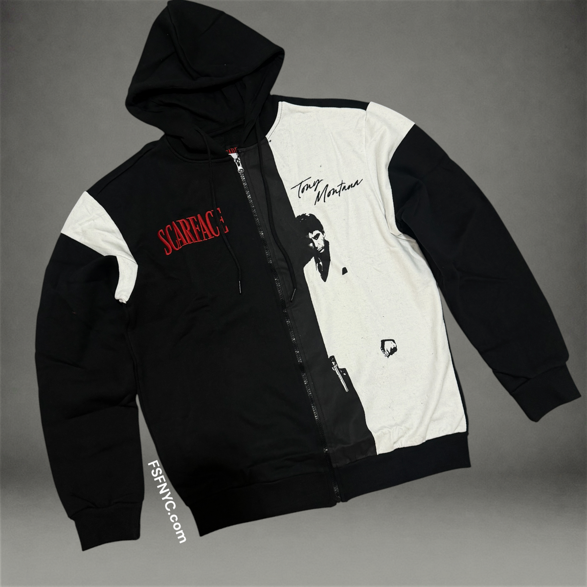 Split Scarface Hoodie - Black/white 077