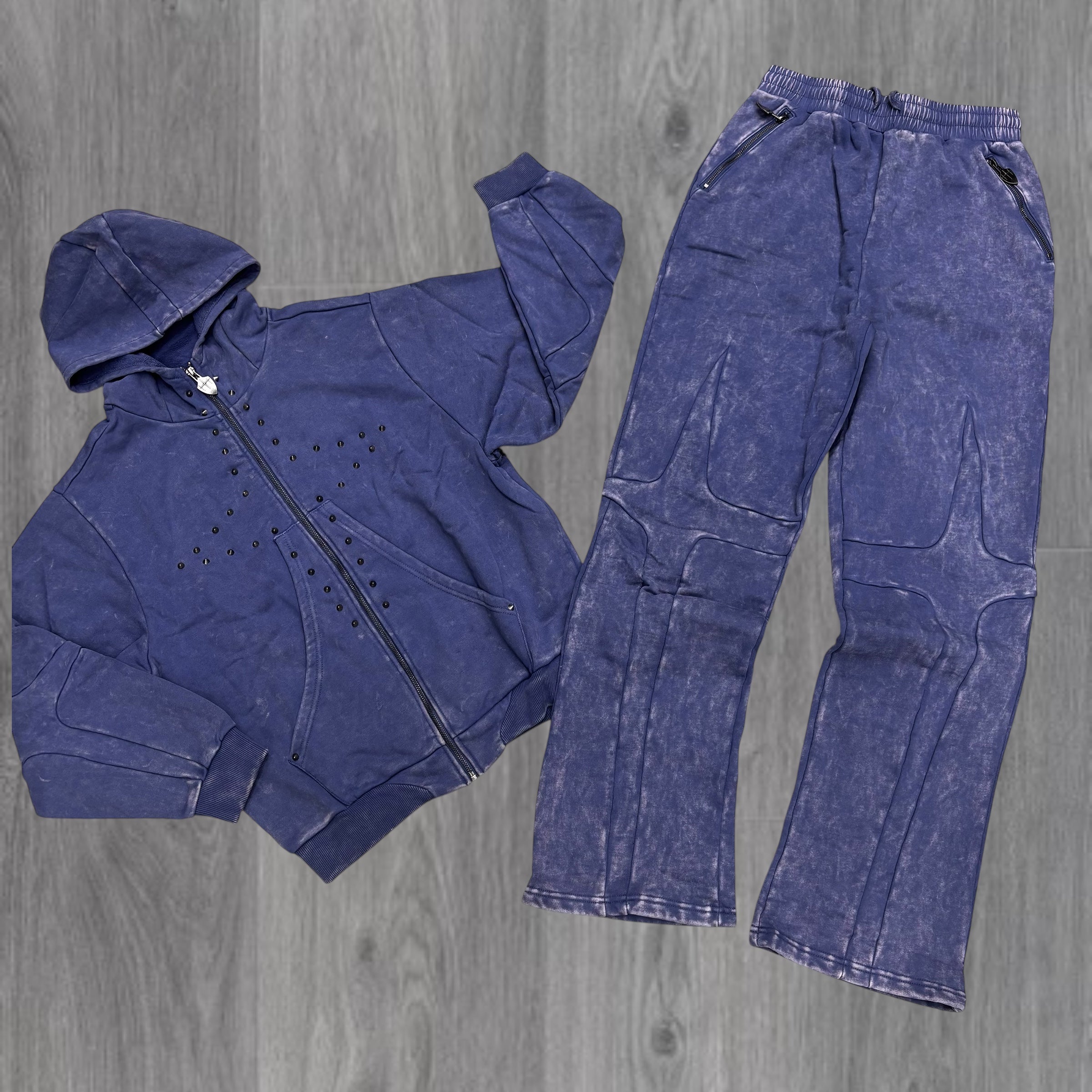 Unknown Studs Blue Acid Wash Sweatsuit