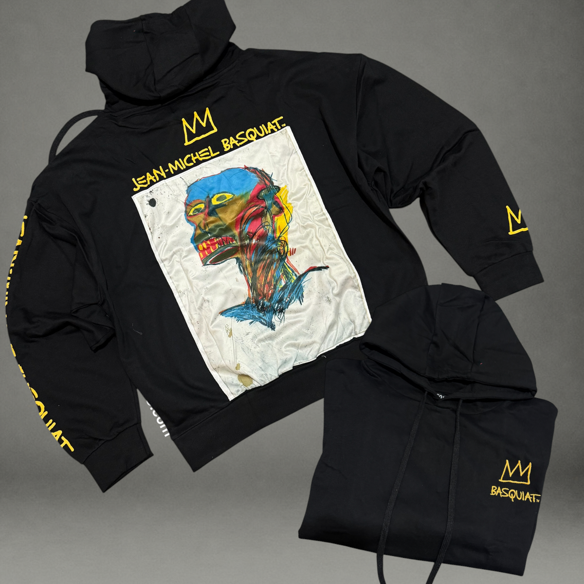 Basquait Art Graphic Hoodie - Black 008