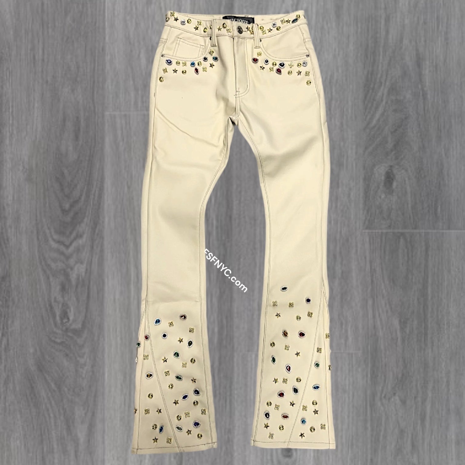 Vicious - Crystal STACKED PU leather - Cream - VC1078 zi