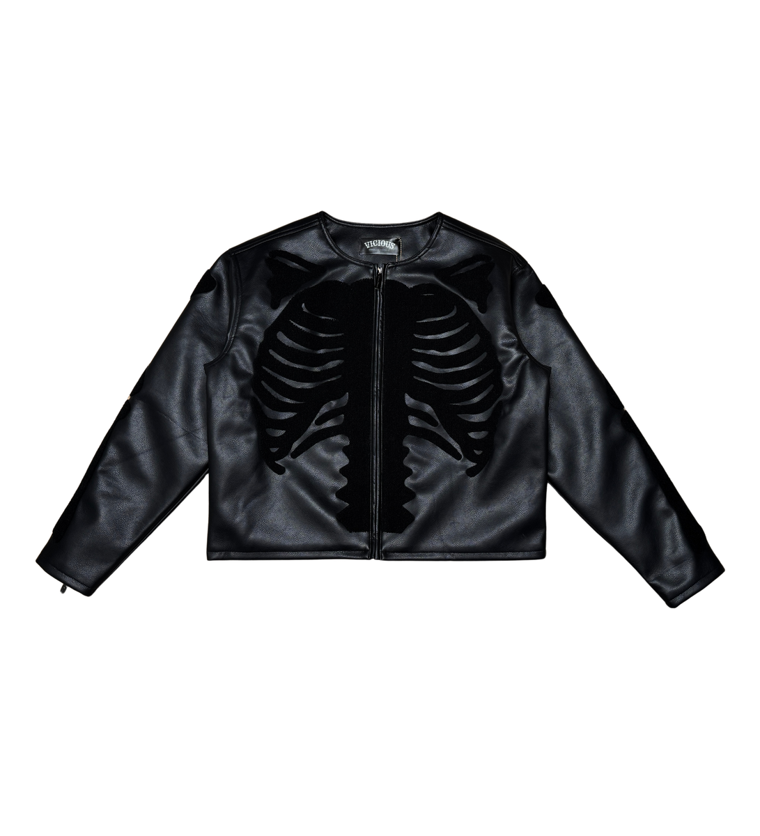 Vicious BLACK (VEGAN LEATHER) SKELETON VEGAN LEATHER JACKET VC771