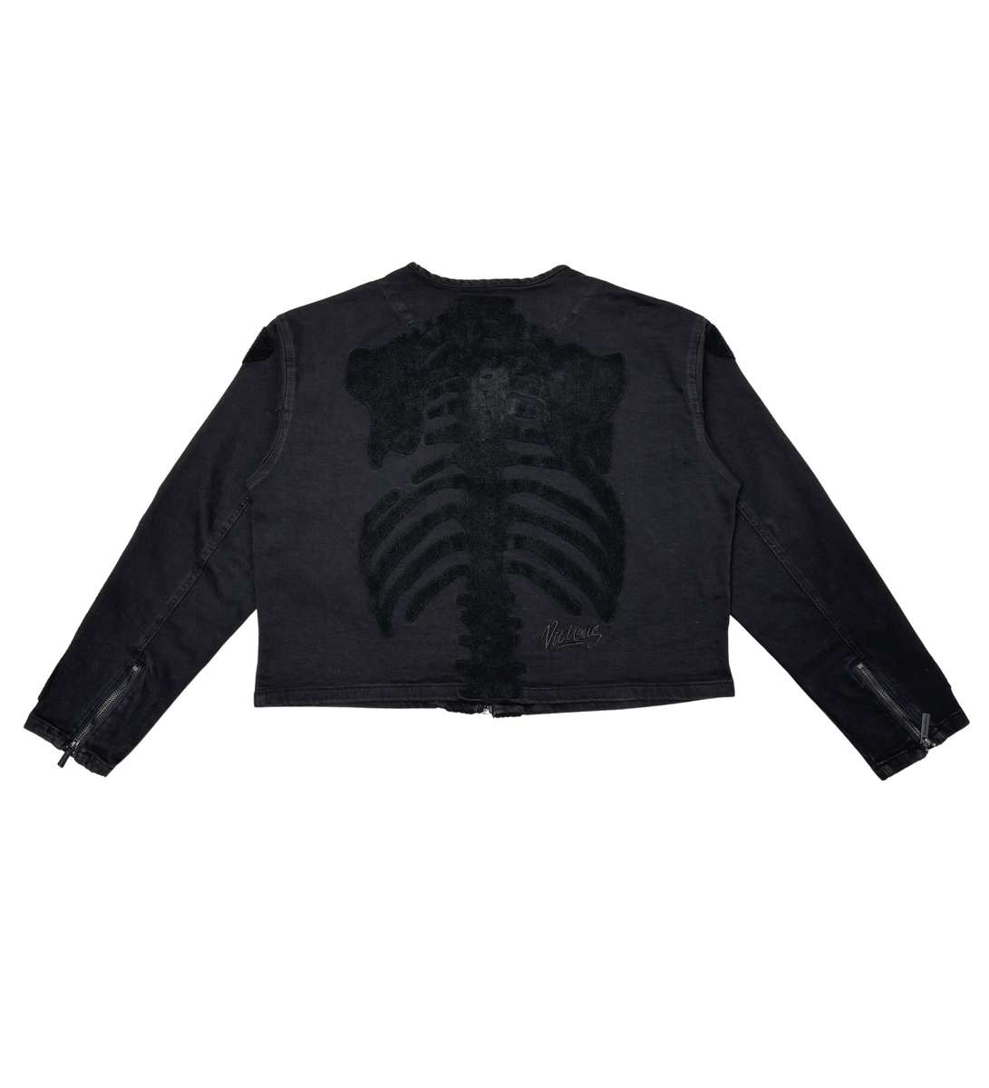 Vicious - BLACK SKELETON (DENIM) JACKET JET BLACK - VC771