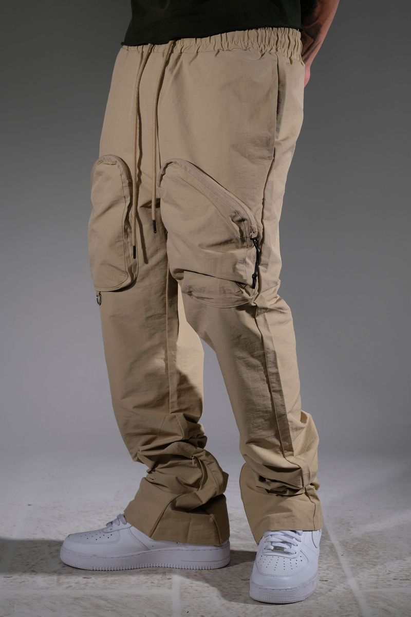 MT - stacked Cargo Nylon Pants - Khaki - MT236