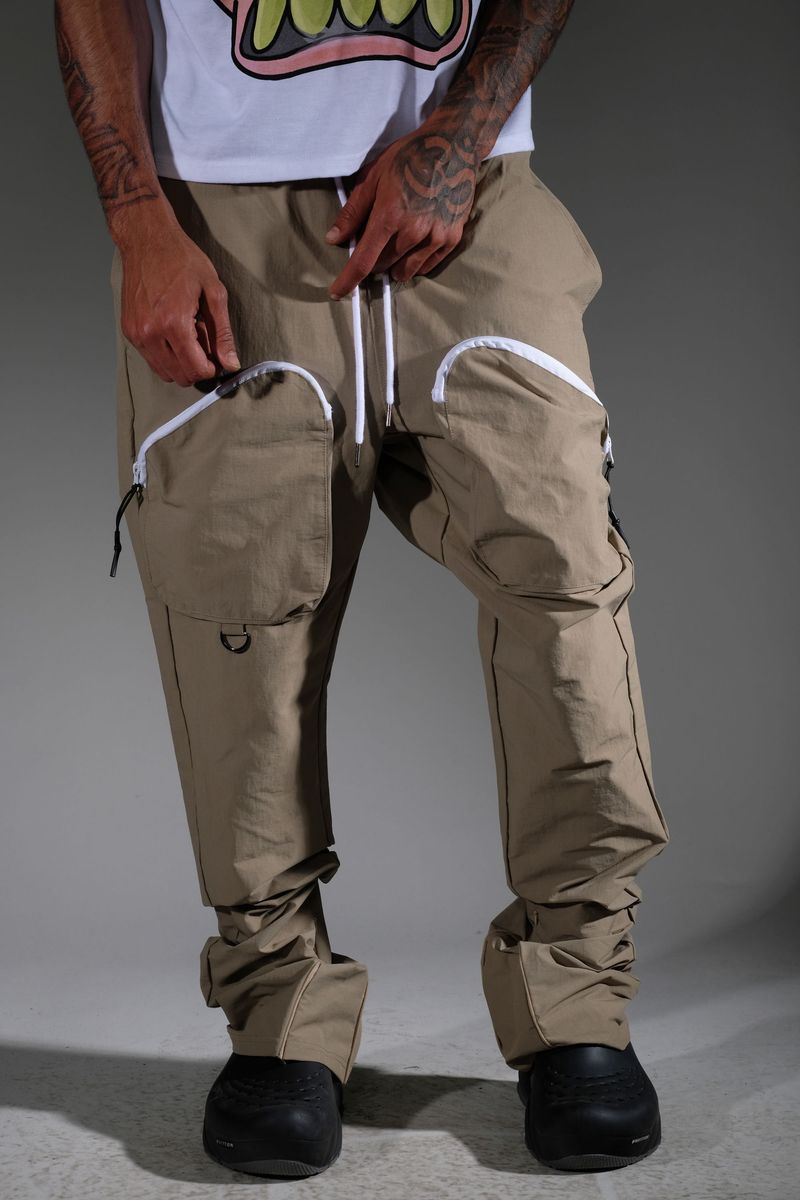 MT - Stacked Cargo Nylon Pants - Taupe - MT236