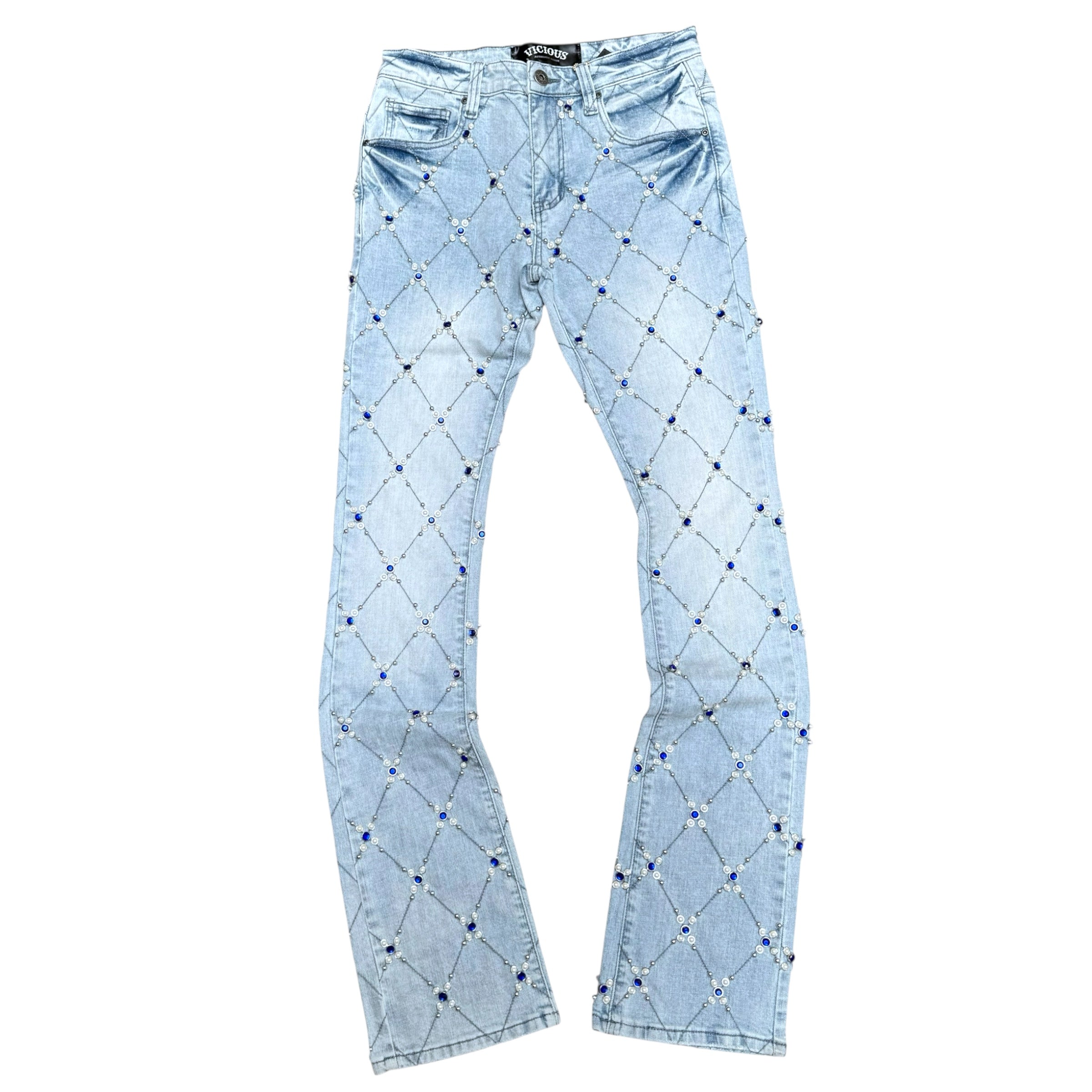 Vicious - STACKED EMBELLISHED STONE DENIM L.BLUE - VC880