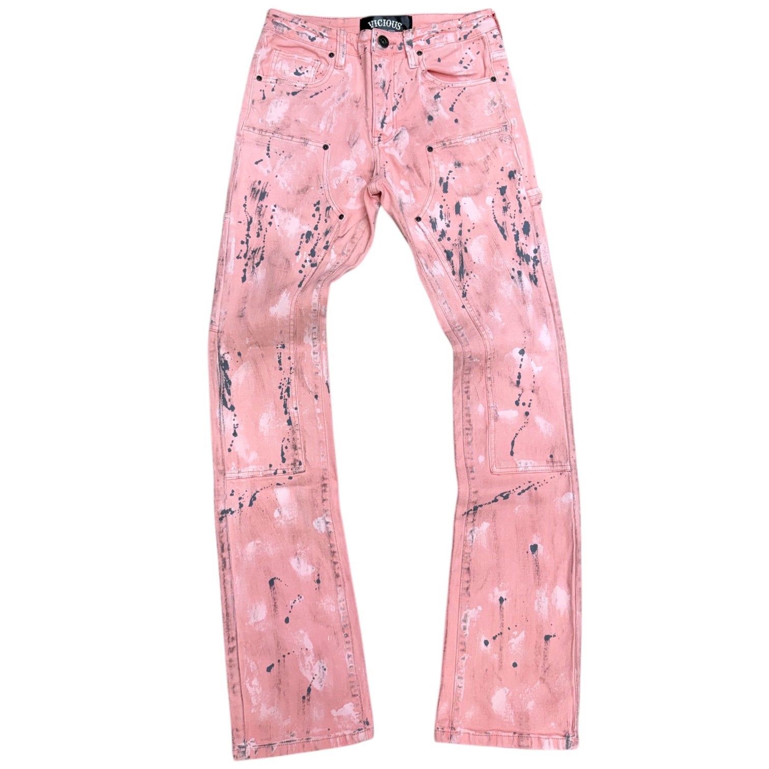 Vicious- Stacked Splatter Denim - Pink - VC777