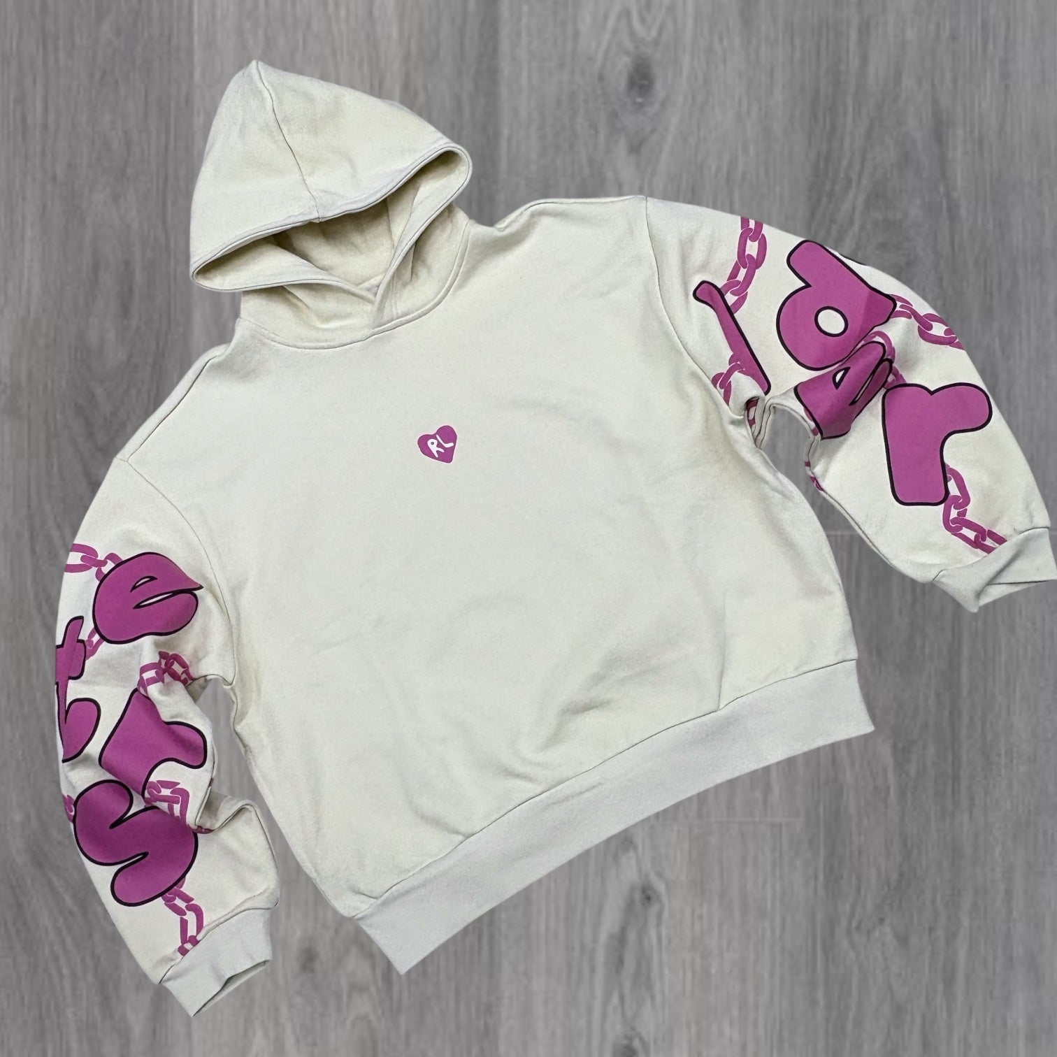 RL - OverSized Hoodies - Cream/ Pink