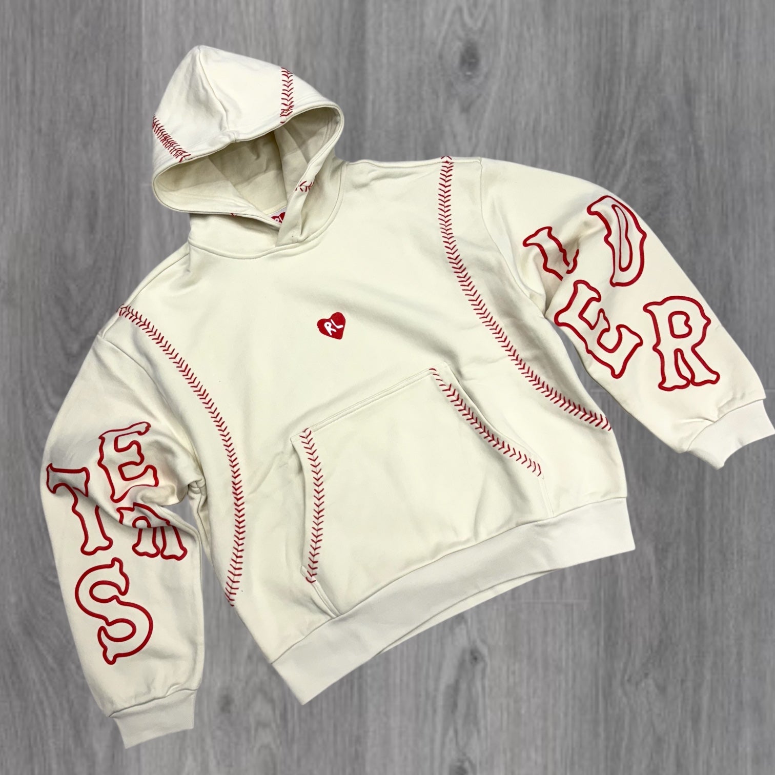 RL - OverSized Hoodies - Cream / Red