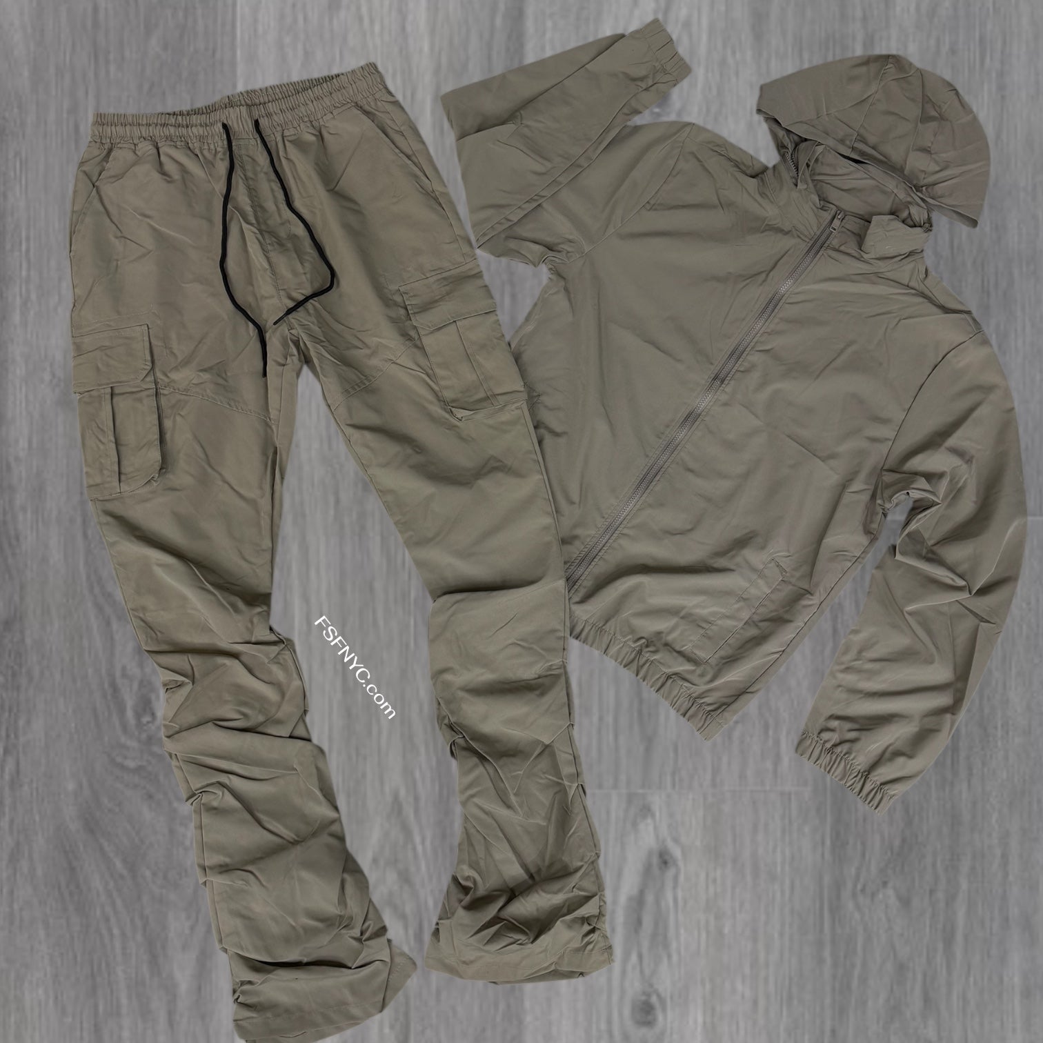 Rebel - Set - Nylon Zip Jackets & Cargo Pants - Taup - 524 422