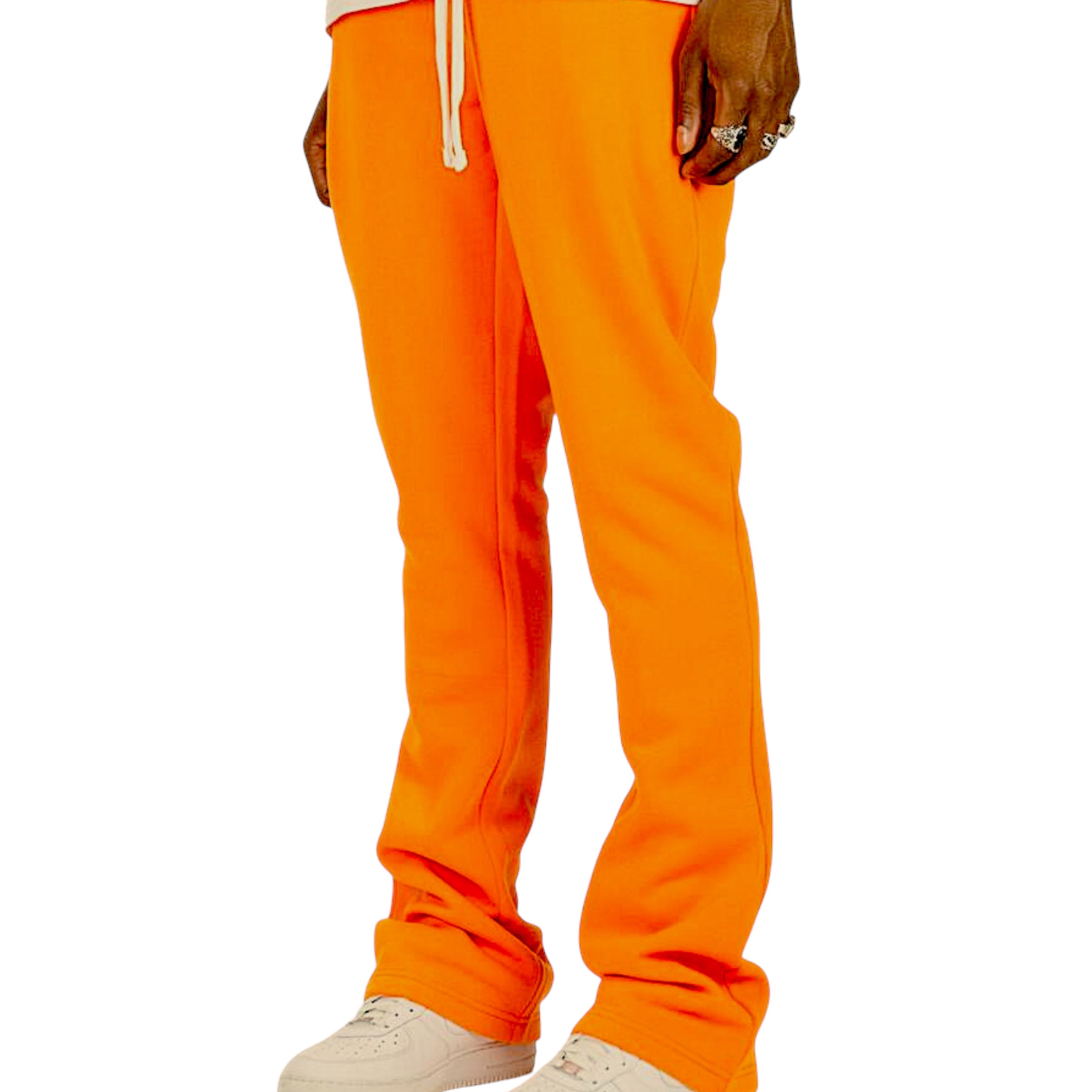 Rebel Stacked Flare Sweat Pants Orange 475