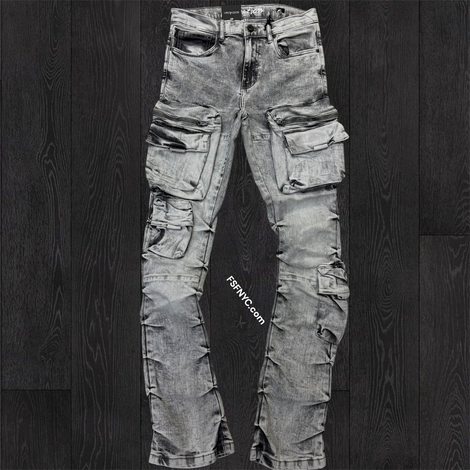 L - Stacked Cargo Pants - Grey - 7094 ( size 30 Only)