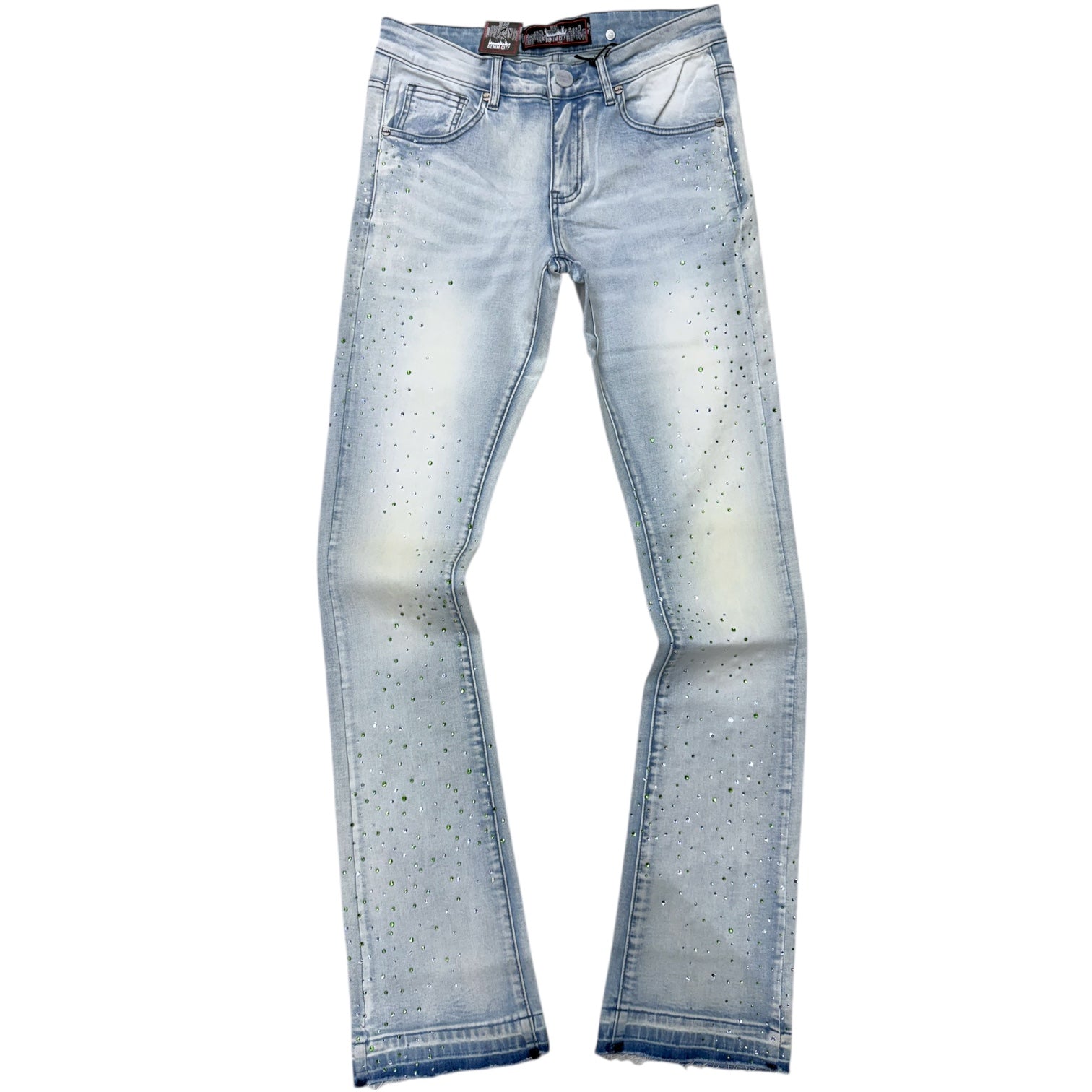 DMC - Stacked Teal Rhinestone Denim - K155 - LT.Blue Wash