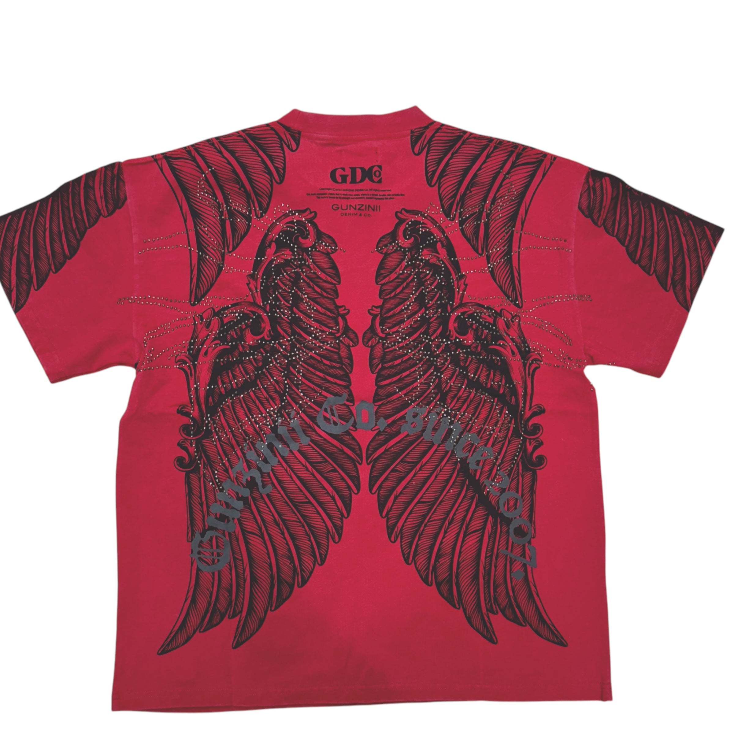 Gunzinii Rhinestone Wings T-shirt Dk Red GZ571